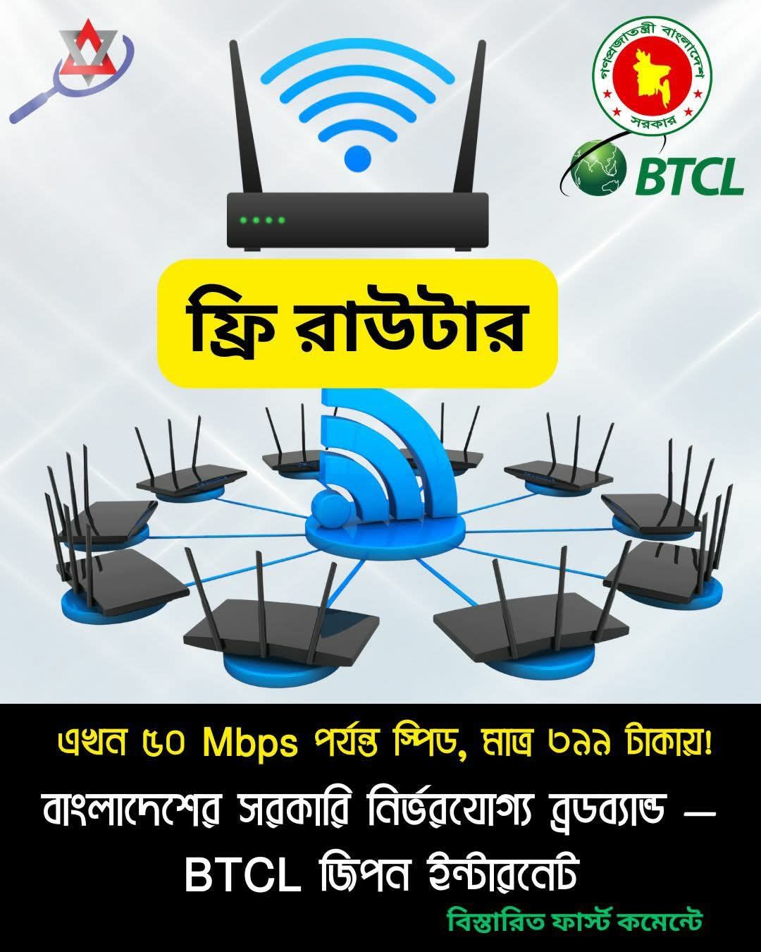 দৈনিক - BTCL জিপন ইন্টারনেট দিচ্ছে ৫০ Mbps পর্যন্ত স্পিড, মাত্র ৩৯৯ ...