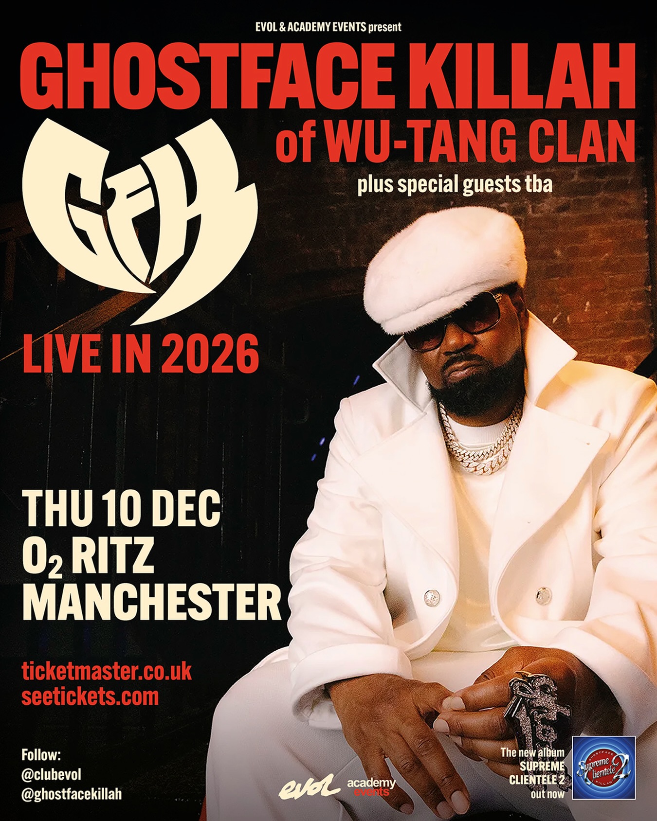 Ghostface Killah live at O2 Ritz Manchester (Dec 2026)
