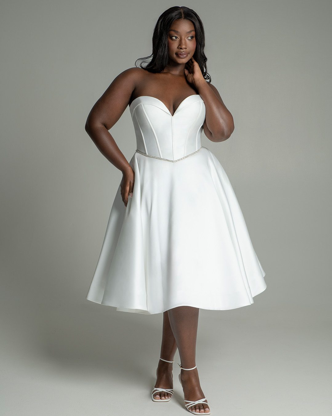 tea length corset wedding dress For brides looking for something a little different, meet Martina🤍 This -length Mikado gown pairs a corset-inspired bodice with a modern cuffed neckline for a clean, structured silhouette. A cont christmas tree costume women length wedding dress with SHEIN Lady Women's Elegant Formal dress Color:Loden