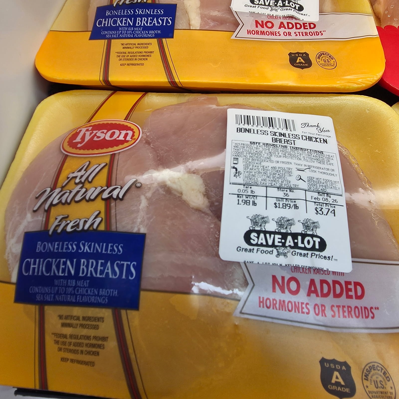 Save - Small packages of boneless skinless chicken breasts are $1.89 ...
