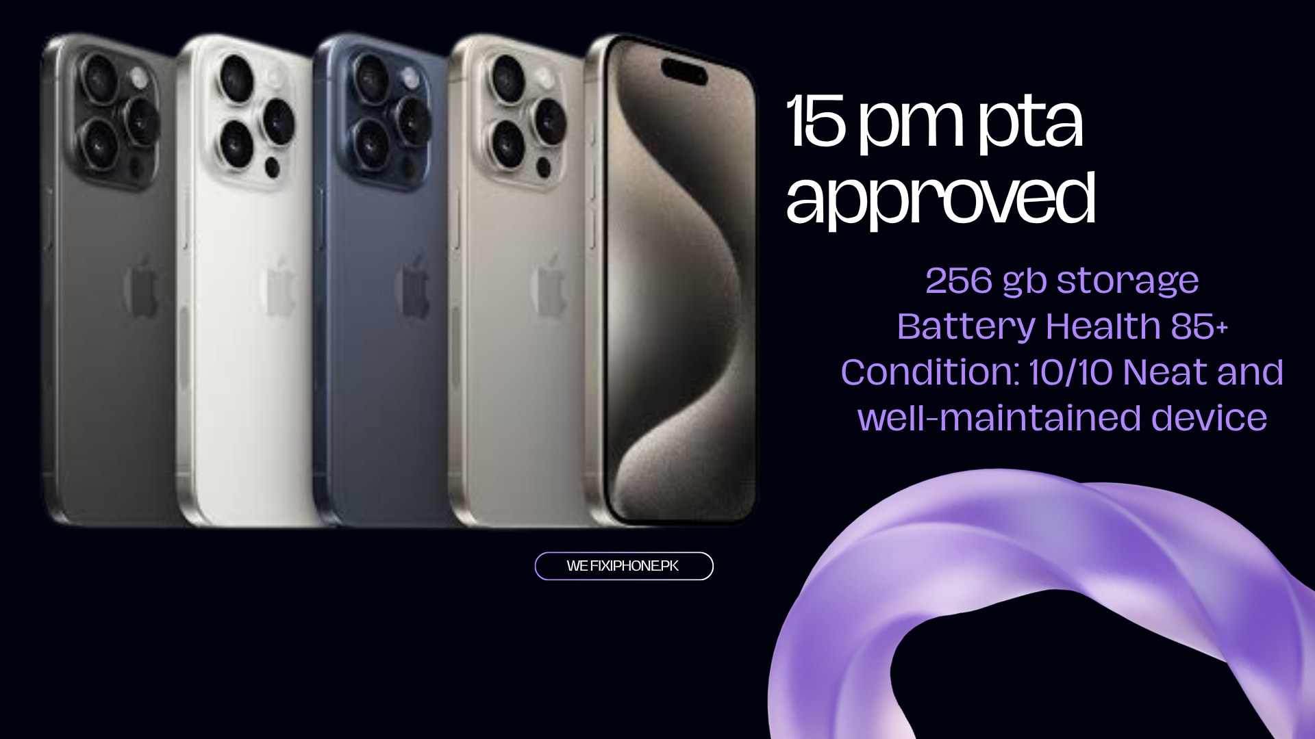 iPhone 15 Pro Max – 256GB Storage: 256GB Battery Health: 85 