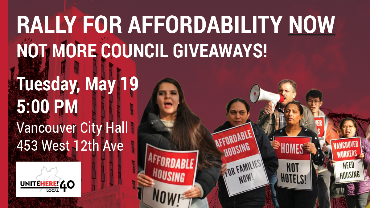 Rally at City Hall: No More Giveaways; We Need Affordability Now!