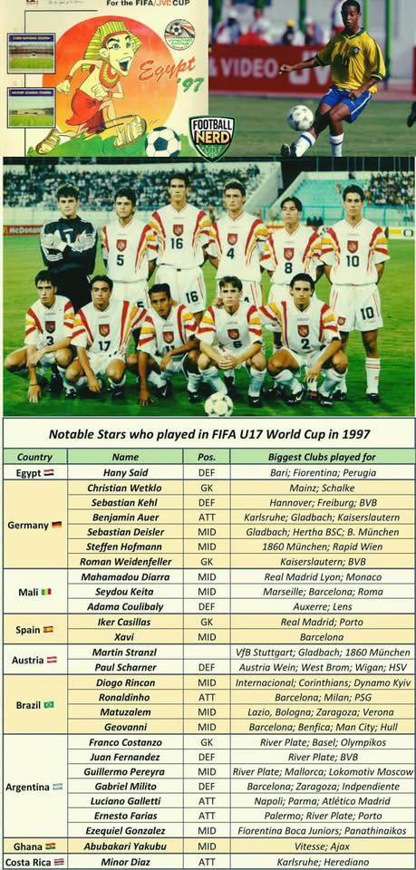 The U17 FIFA World Cup in 1997 was held in Egypt. The significance
