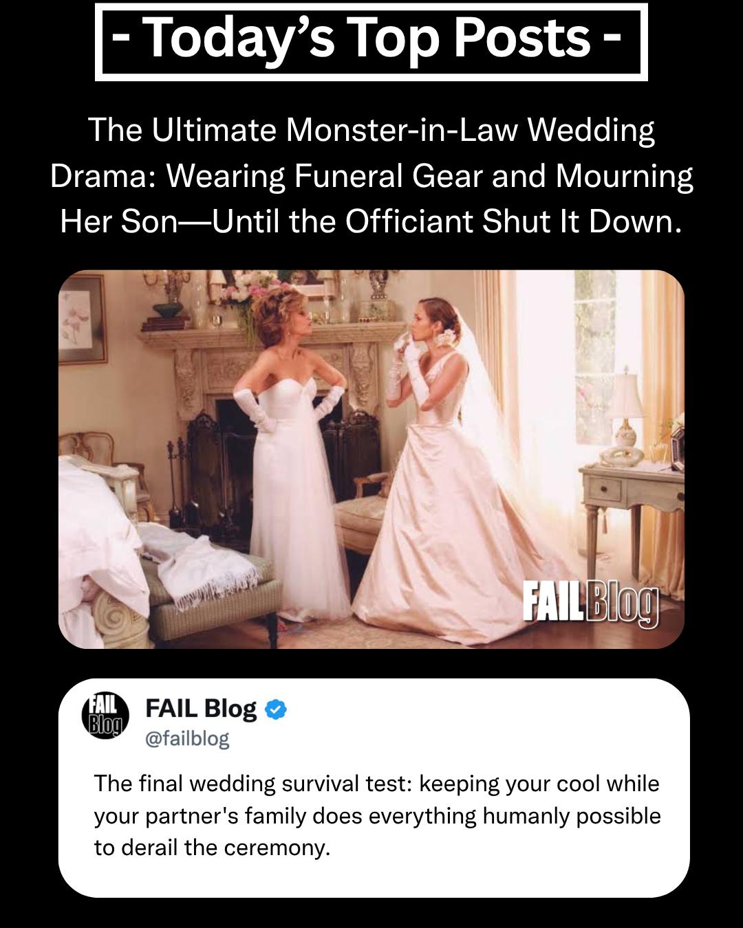 monster in law bridesmaid dresses What's the wildest wedding disaster story you've ever heard? Tell us below Cathy and her stunning black mermaid evening gown Color:Solid Black