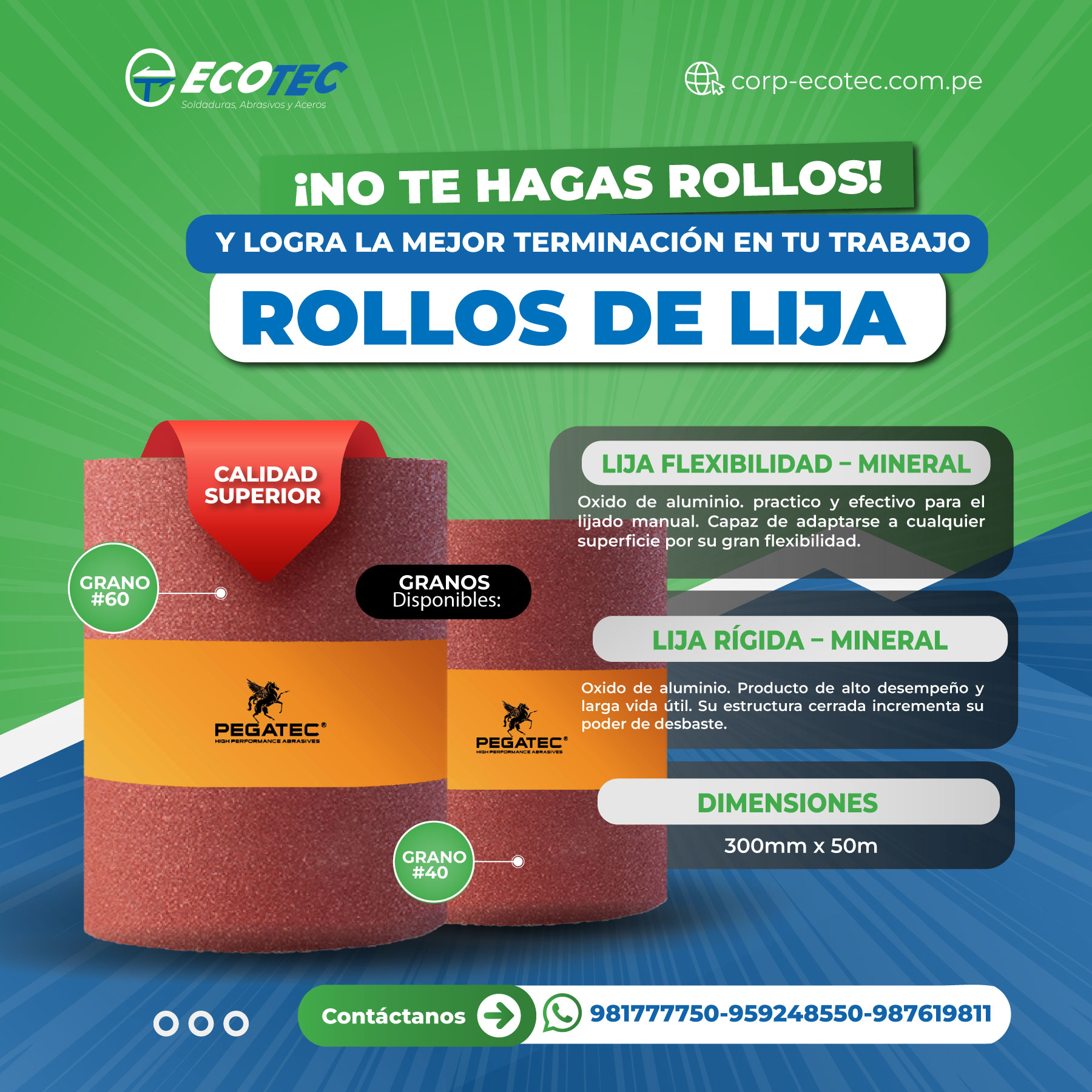 Ecotec - 🔧 ¡Haz que cada proyecto cuente con los Rollos de Lija Ecotec ...