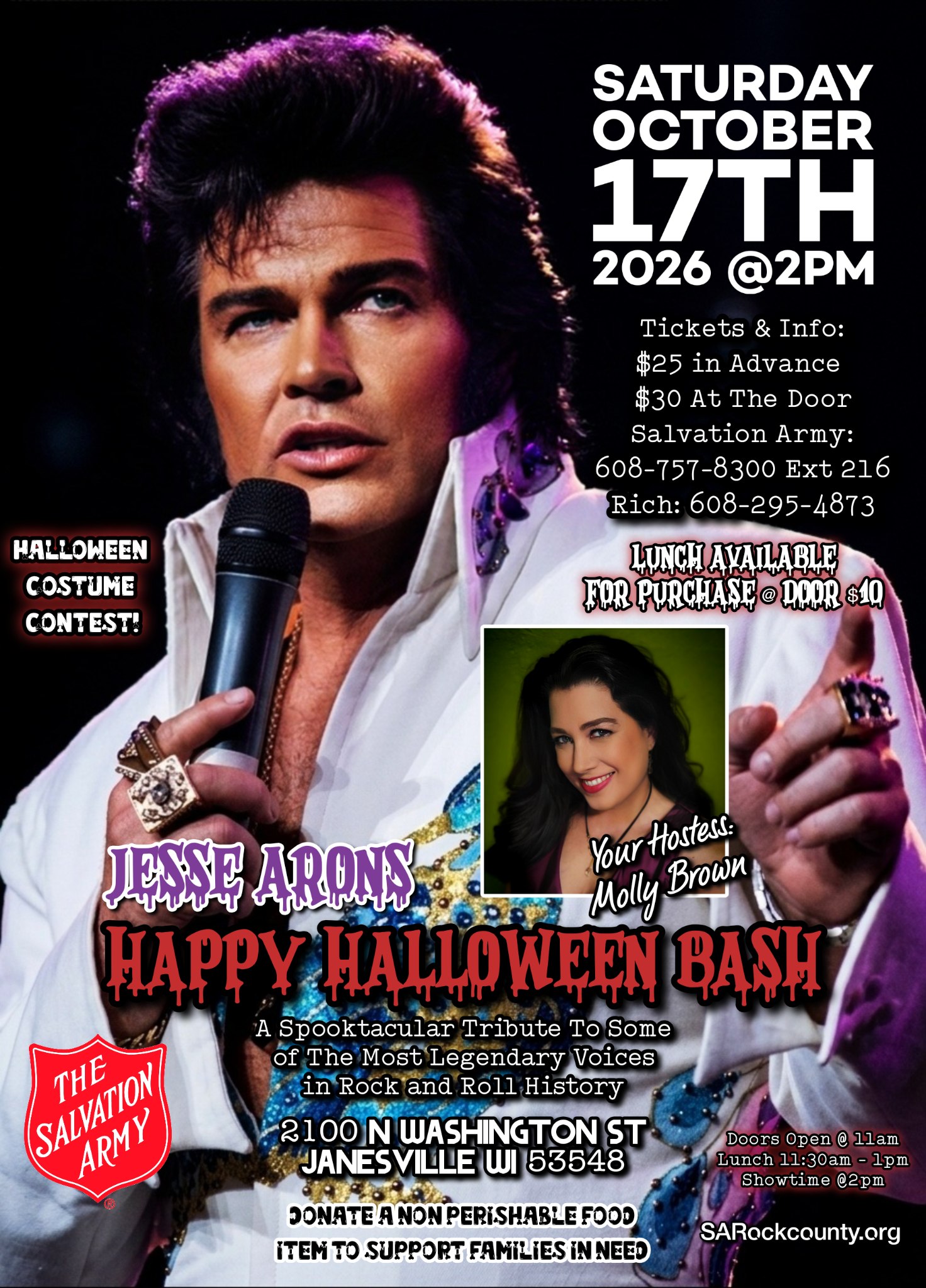 Elvis tribute event in Janesville, WI on October 17th, 2026