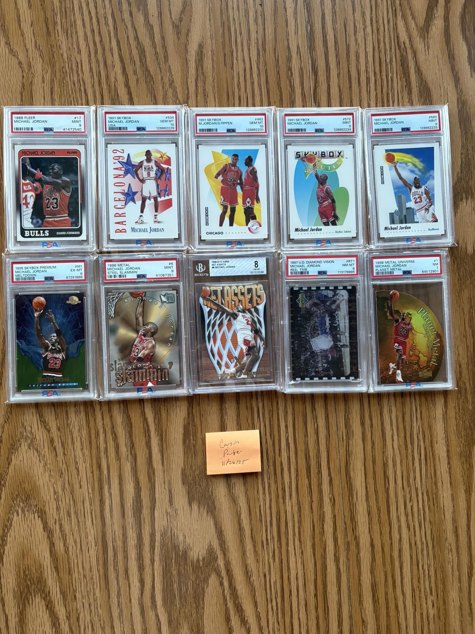 Prices for various Michael Jordan basketball cards