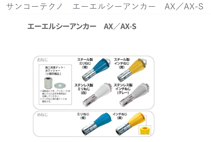 株式会社 秋本勇吉商店 - ALCパネル用 / ねじ込み式 【サンコーテクノ