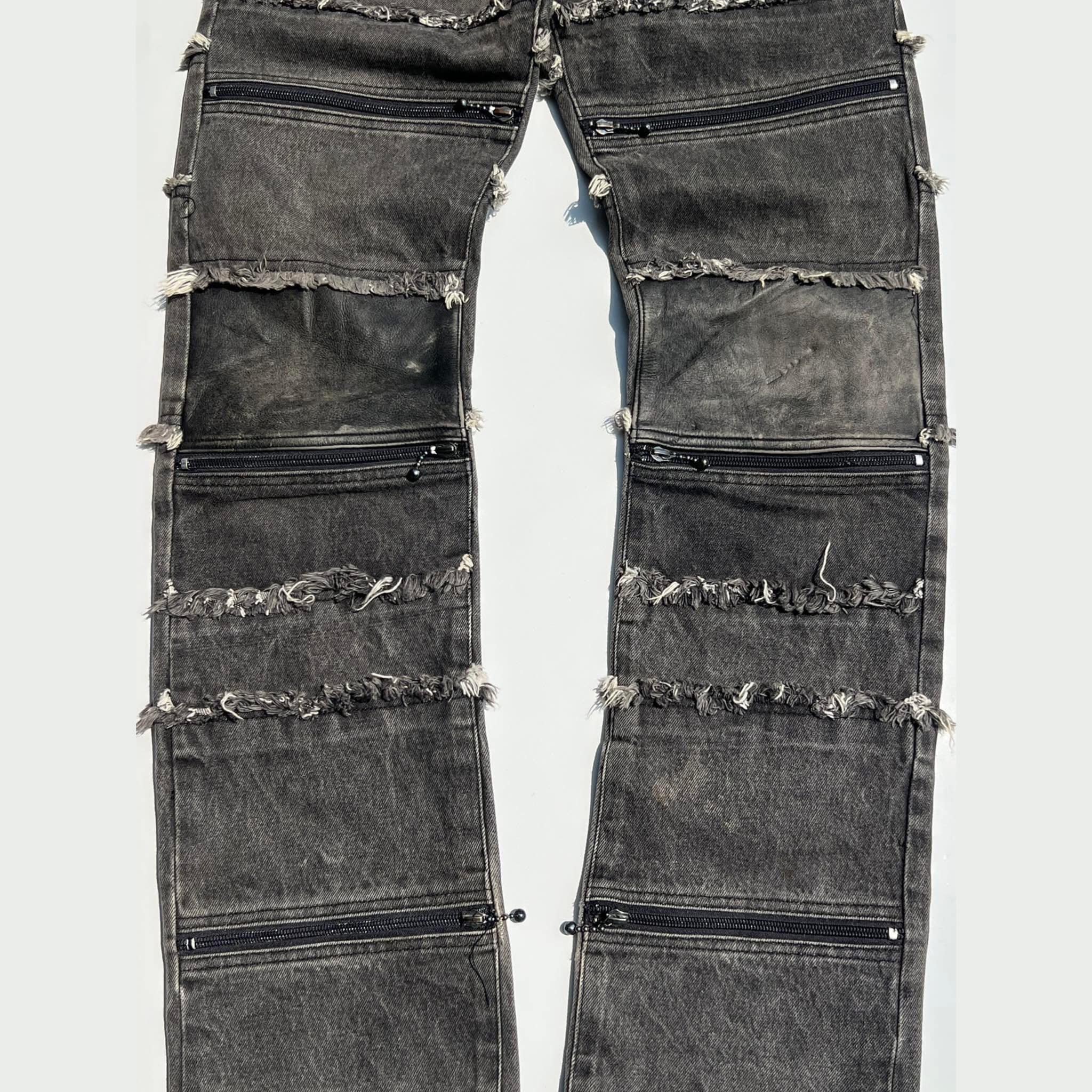 Yasuyuki Ishii Leather Knee Patched Zippered Hagi Denim !