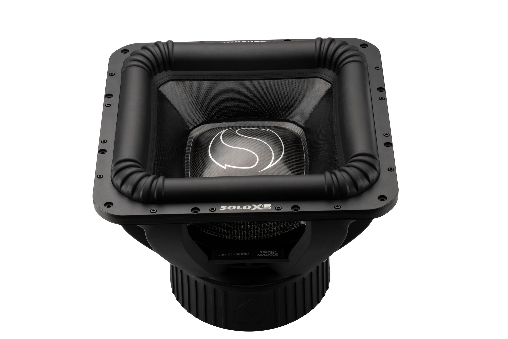 What is the volume of a Kicker Solobaric S12D subwoofer's basket