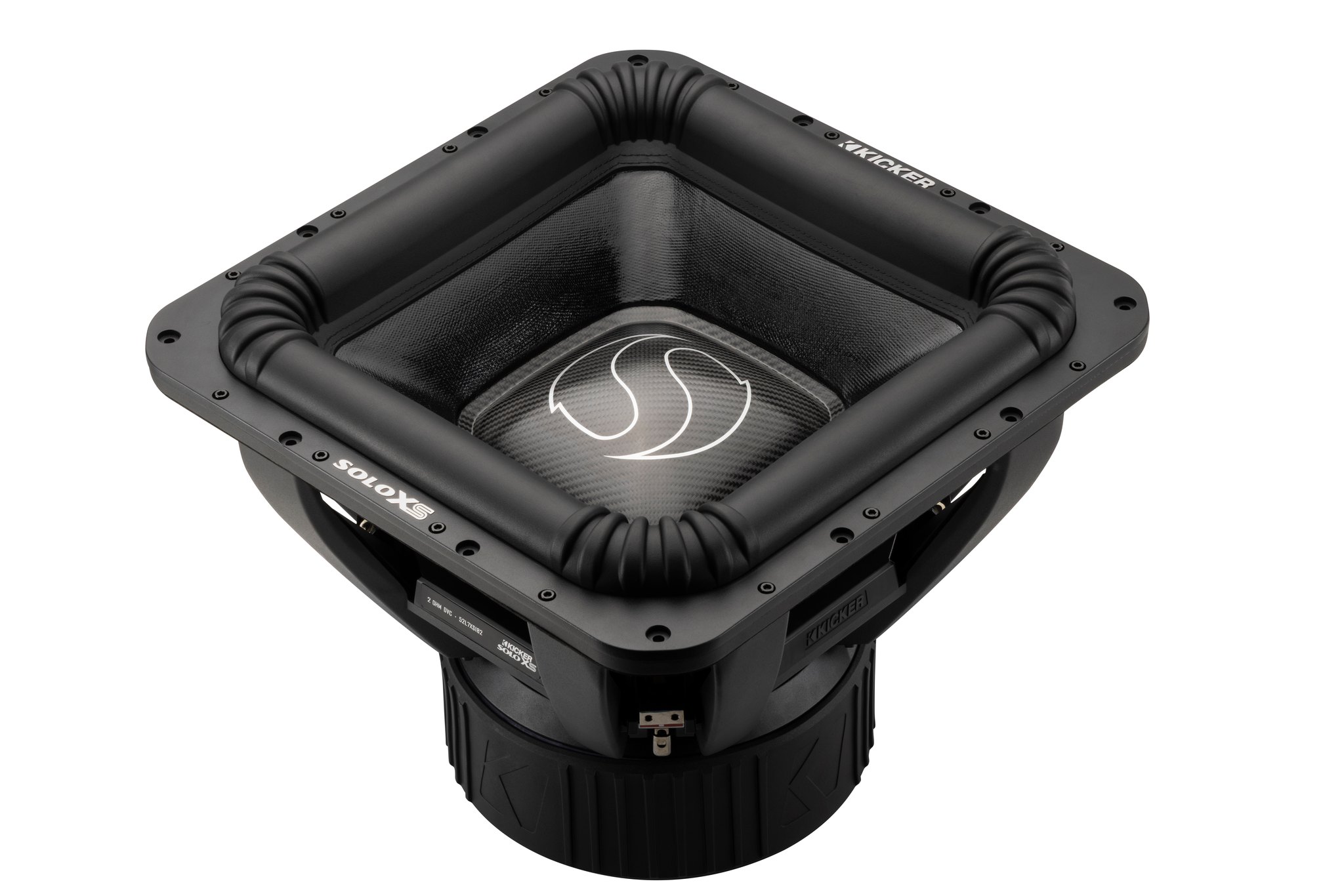 What is the volume of a Kicker Solobaric S12D subwoofer's basket