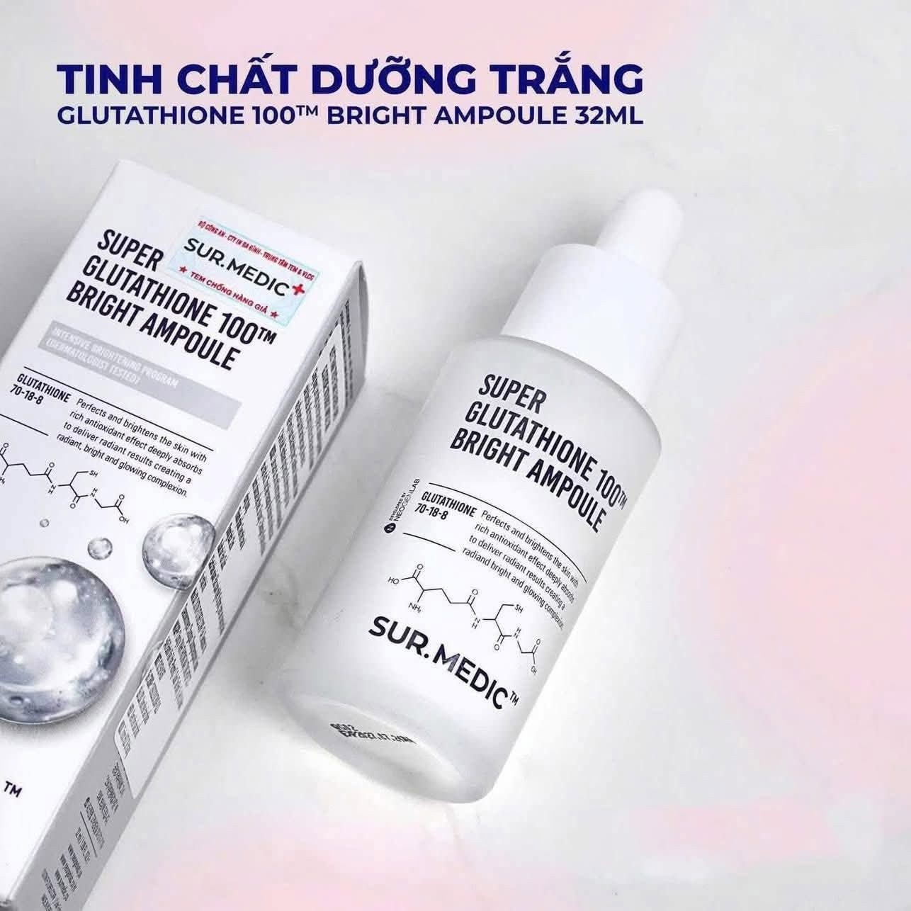 Tinh Chất Dưỡng Trắng Căng Bóng Da Sur.Medic Super Glutathione 100TM Bring Ampoule 32ml Tinh chất 