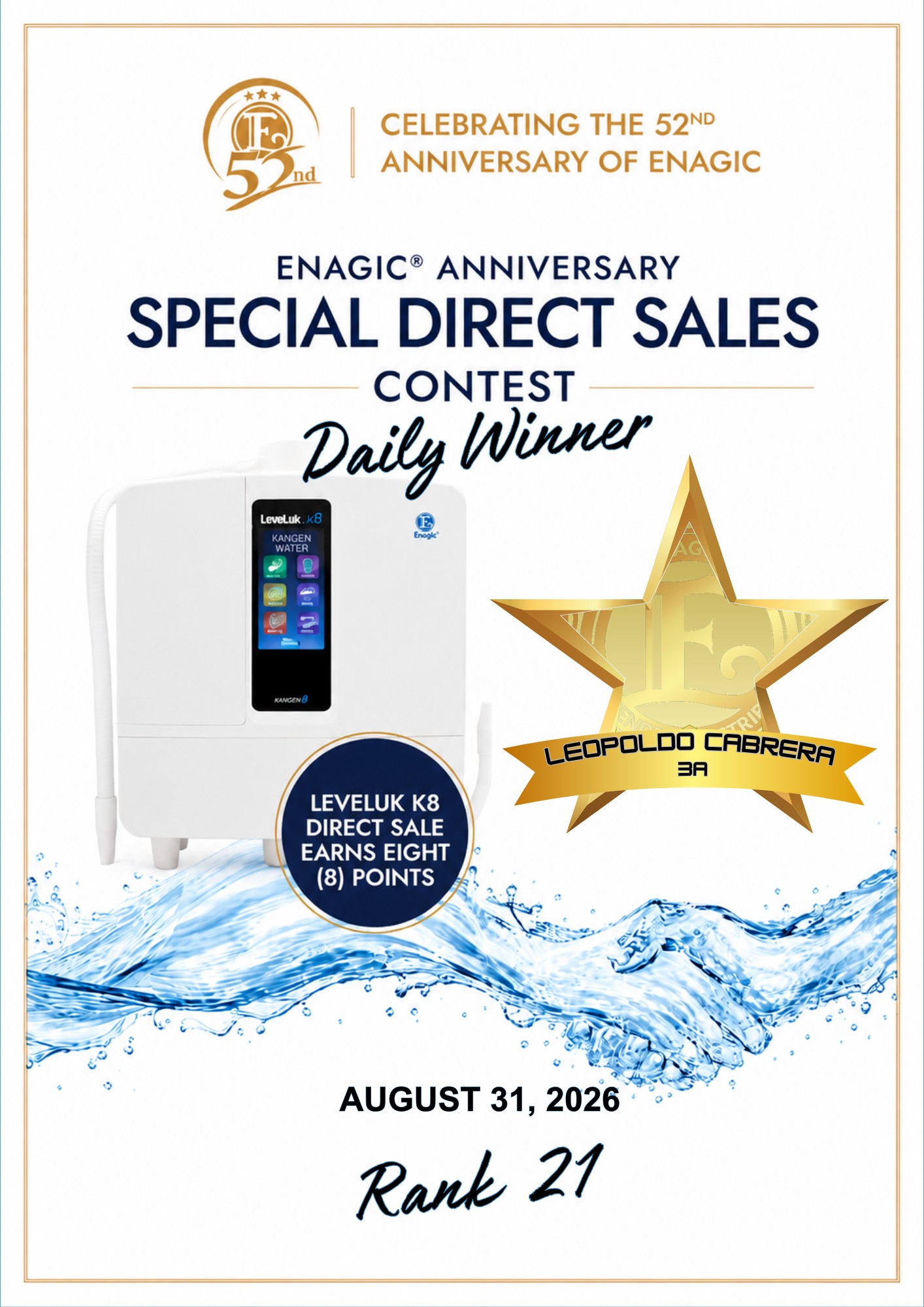 その他 Enagic KANGEN8 K8 The K8 (Kangen8) is Enagic's most powerful antioxidant machine