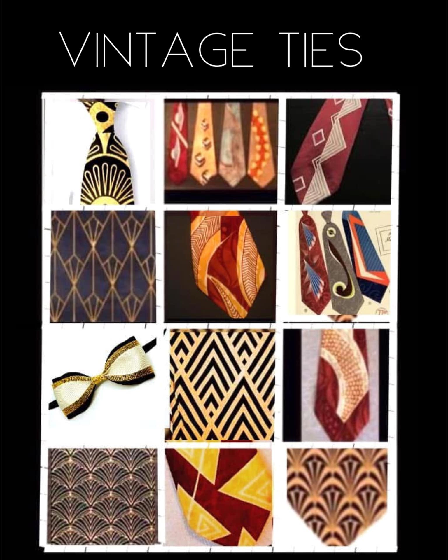 1940s rayon damask necktie with spider web print