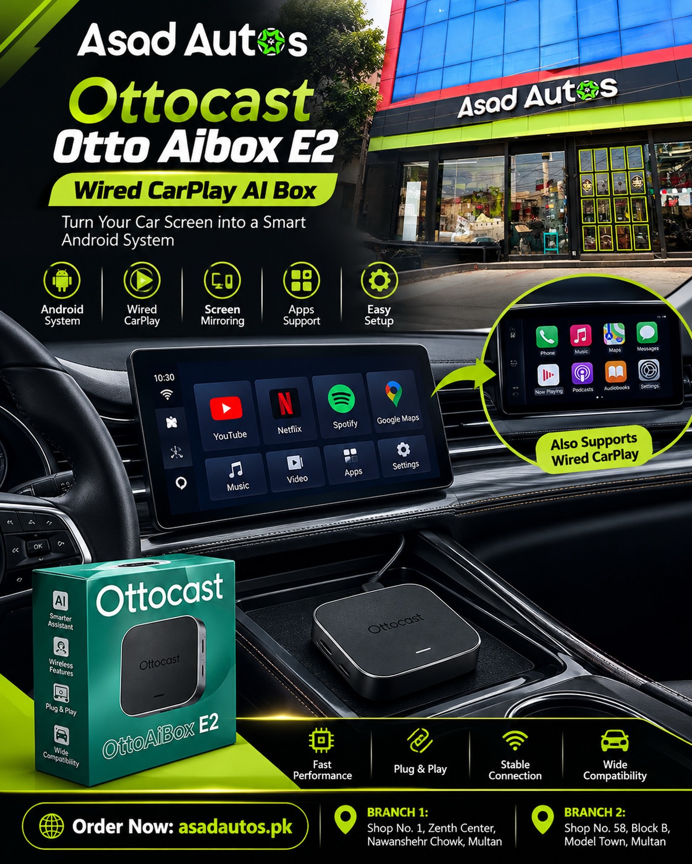 🚘 Ottocast OttoAibox E2 – Wired CarPlay AI Box | Available at
