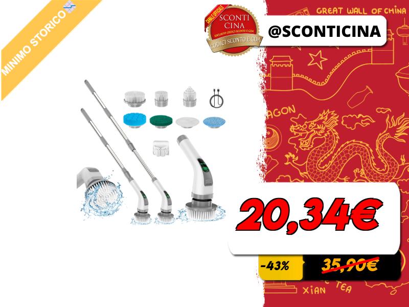 Spazzola Elettrica Rotante 7-in-1 – Potente Pulizia 360 RPM Con Asta Prolungabile E Batteria 2500 MAh