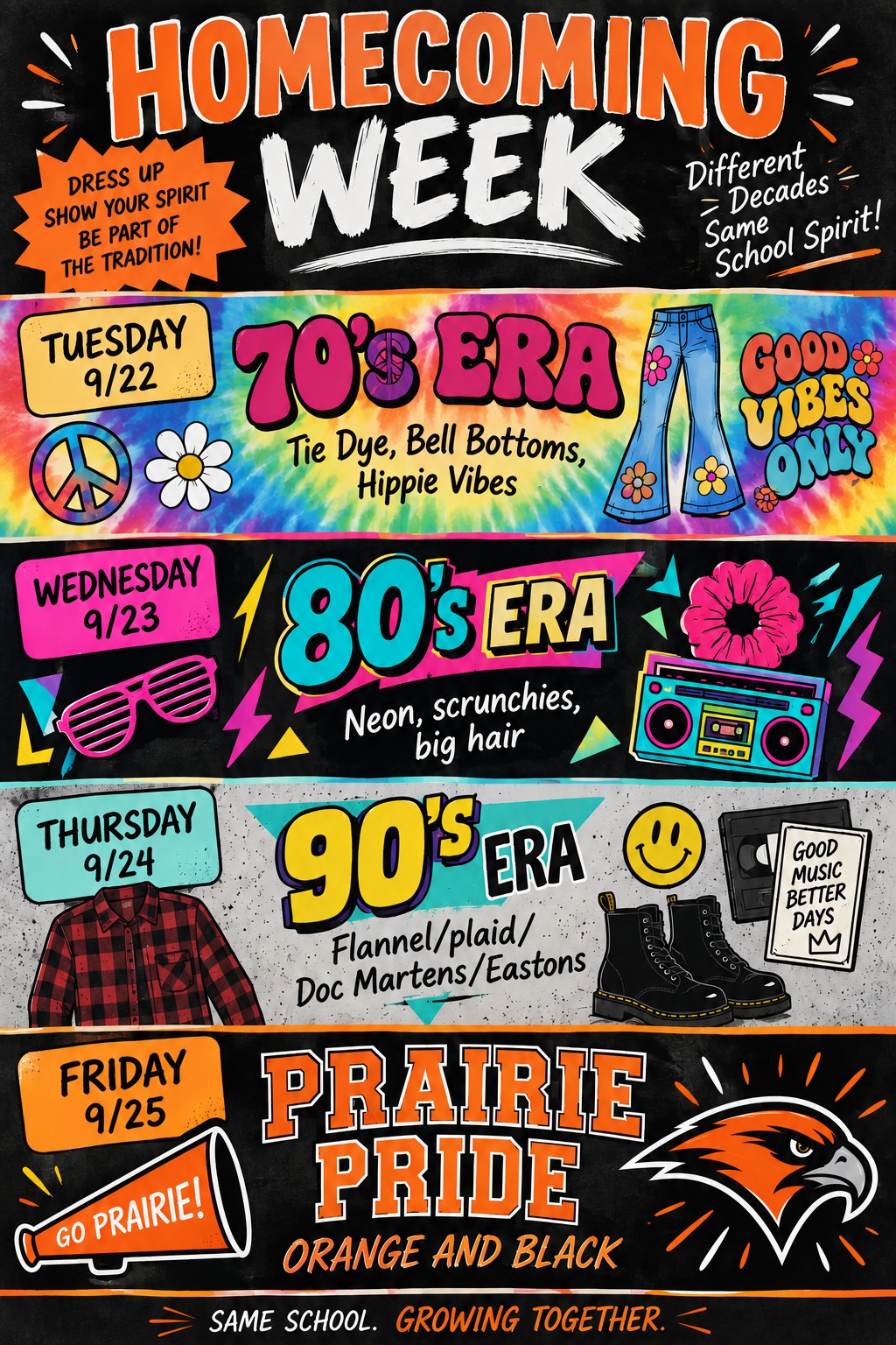 dress up themes for homecoming is coming fast! Check out this year's daily and join in the fun. Students and staff are encouraged to take part in these spirit days! homecoming ideas for high school