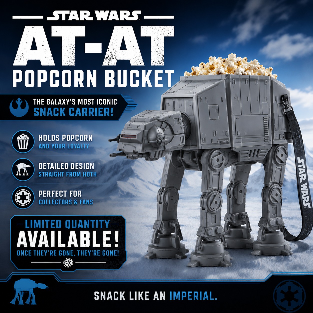 New Star Wars AT-AT popcorn bucket available at Van Wert Cinemas