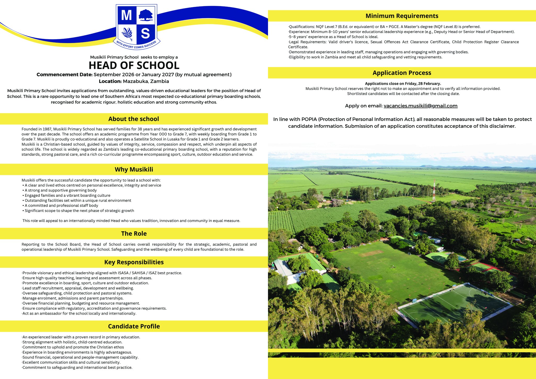 Musikili - A rare leadership opportunity awaits. Musikili Primary ...
