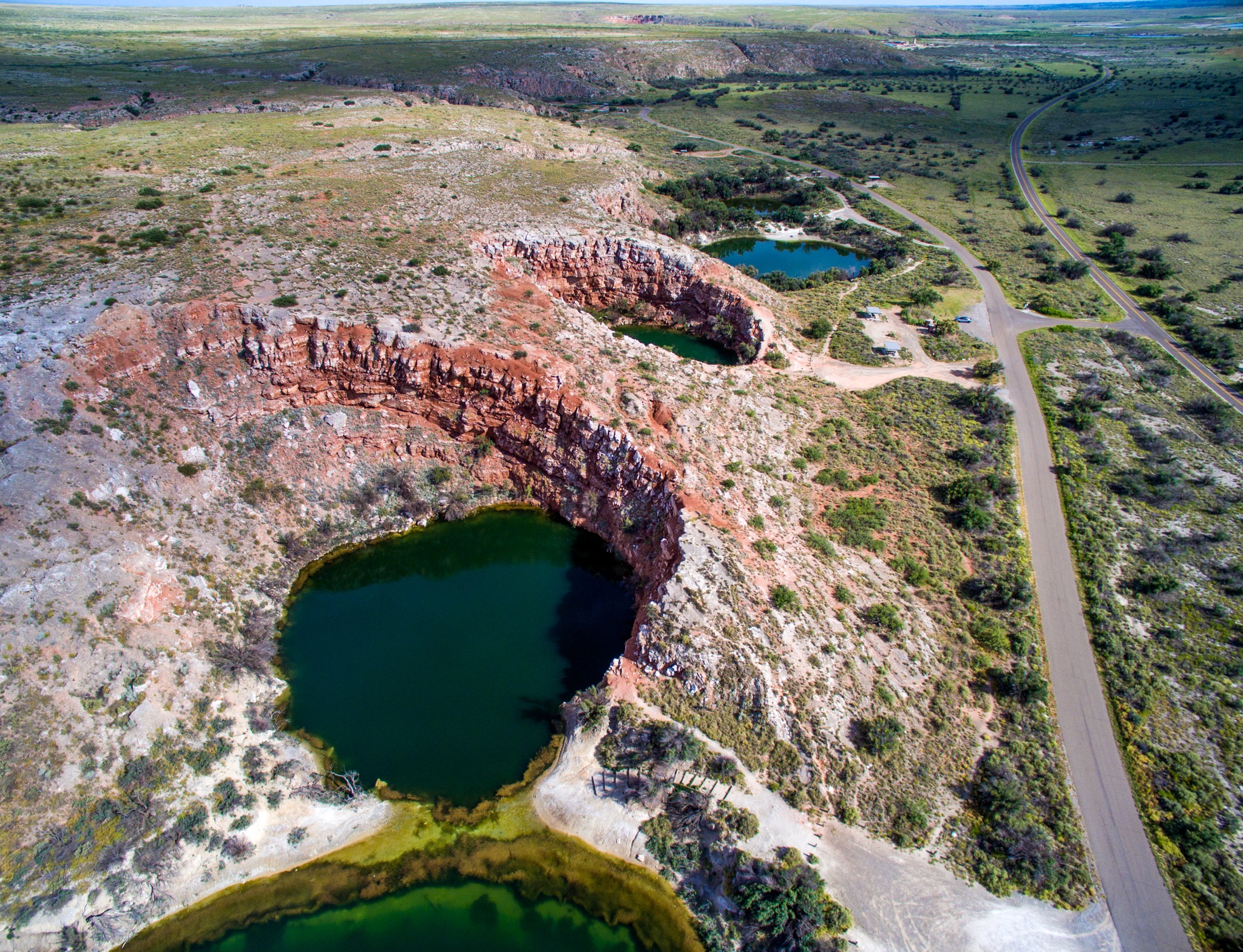 Bottomless Lakes State Park features eight sinkholes ranging in