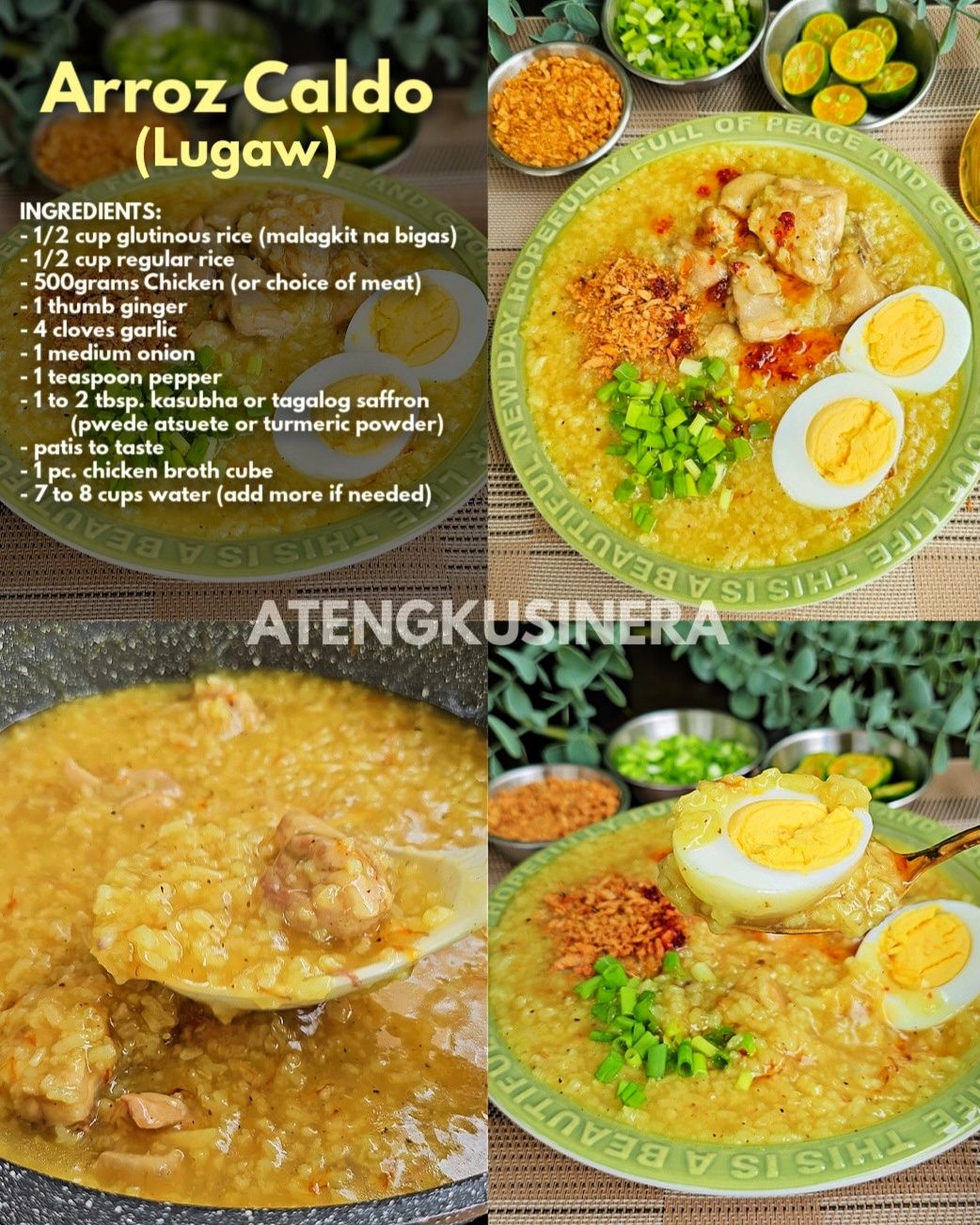 Ateng - Arroz Caldo (Lugaw) 😋😋 INGREDIENTS: - 1/2 cup glutinous rice ...