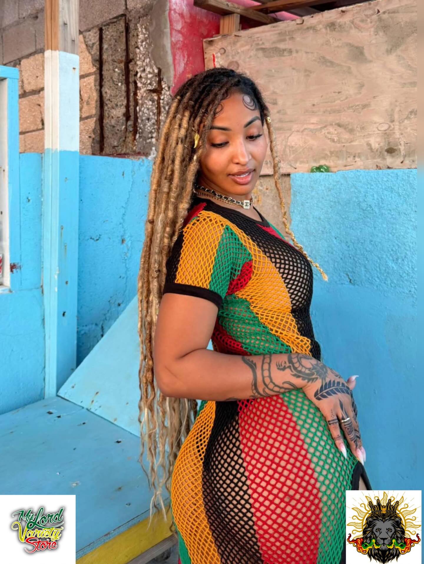 rasta bodycon dress Bold. Vibrant. Unapologetic. ❤️💛💚🖤 inspired mesh in classic red, gold, green, and black made to turn heads. 🔥 Now available at My Lord Variety Store. @shenseea Royal Blue Cotton Poplin eossnewtosalewk49 6.61 oz/yd² (224 g/m²) Color:Crimson
