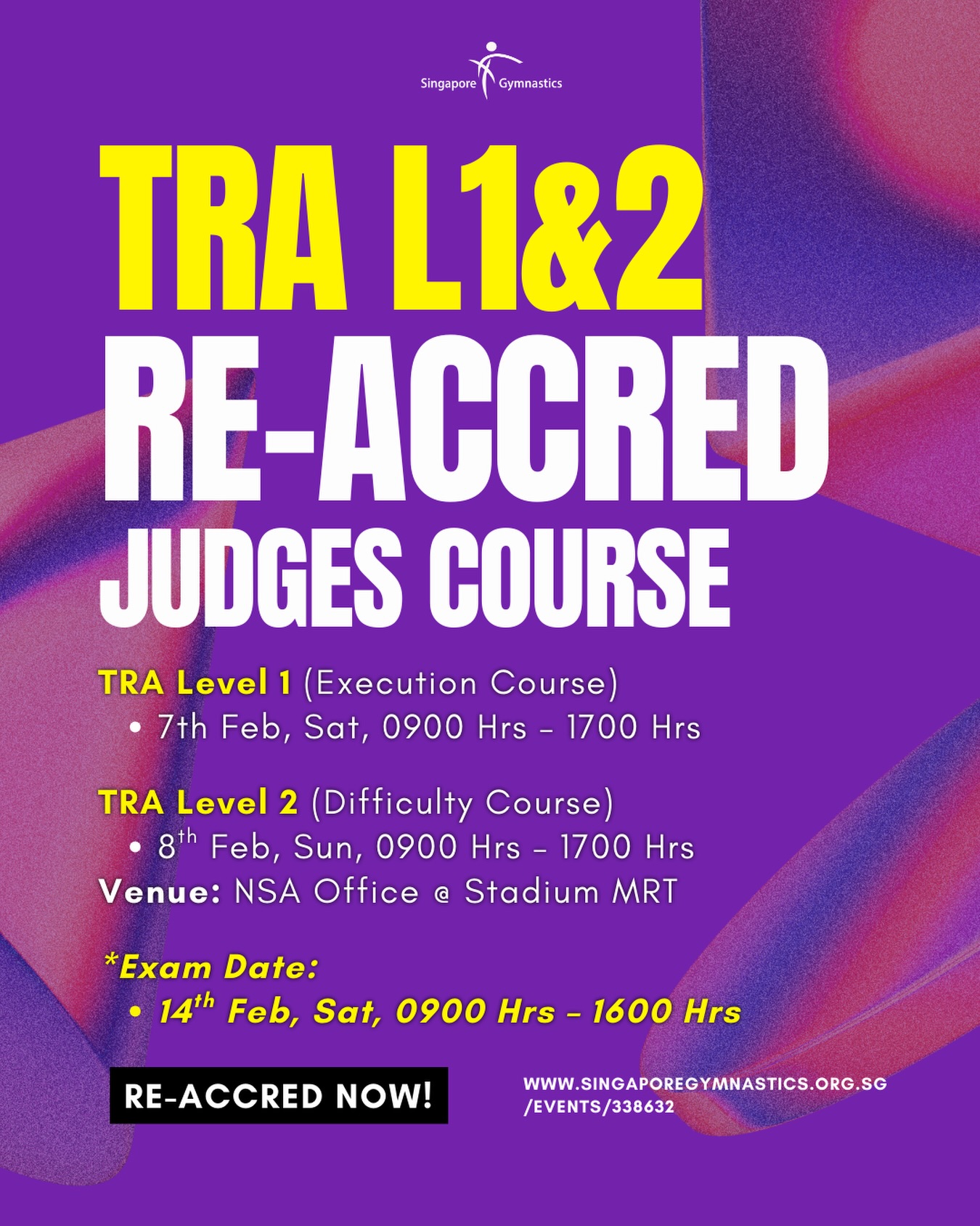 Singapore - The TRA Level 1 and 2 Re-Accreditation Course is now open ...