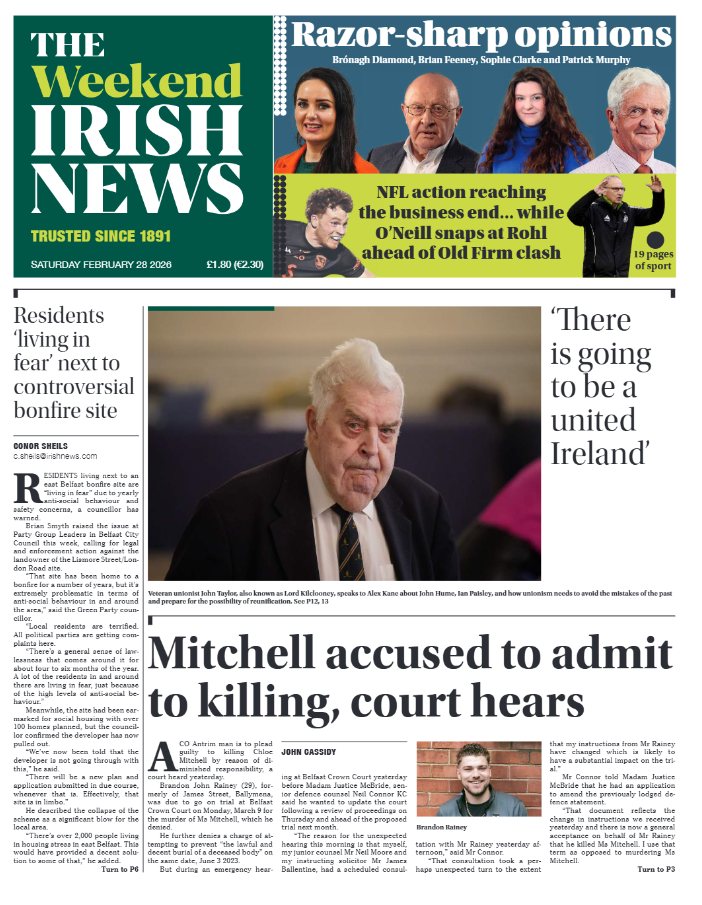 Irish News - The front page of today’s Irish News. | Facebook