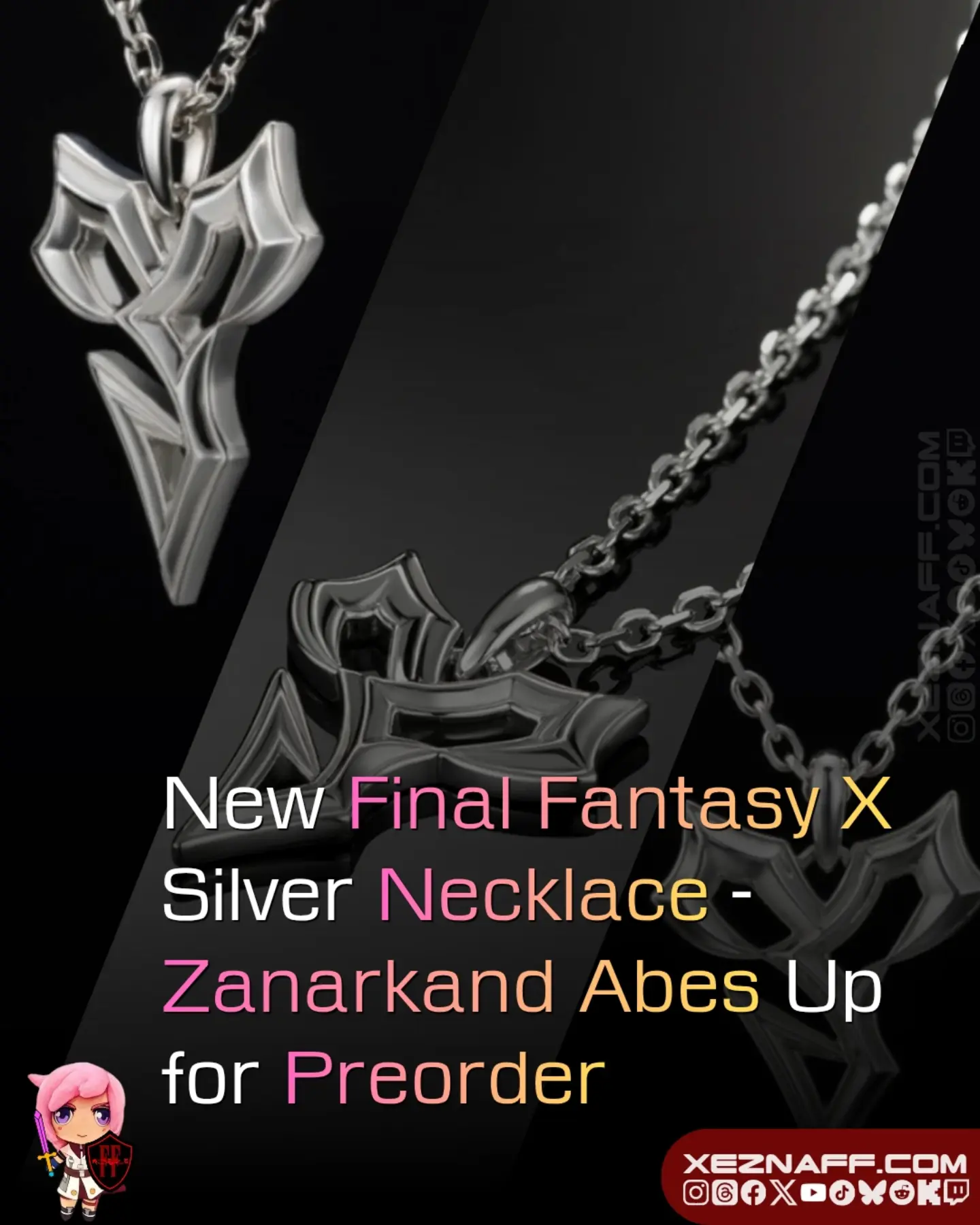 Final Fantasy X Zanarkand Abes silver necklace available for preorder
