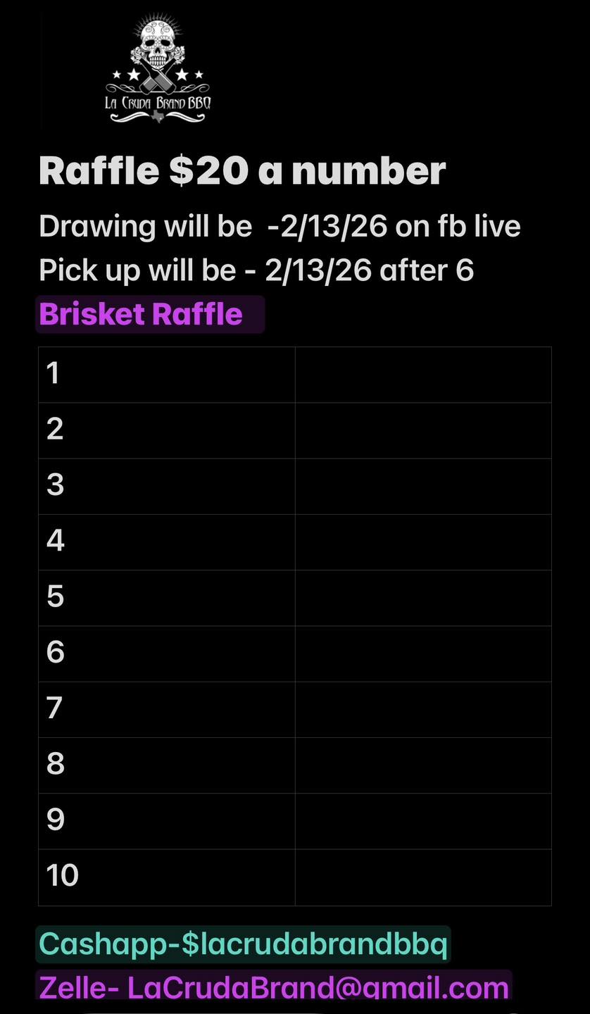 La - 🔥 GOOD MORNING Y’ALL 🔥 The Brisket Raffle Board is officially OPEN ...