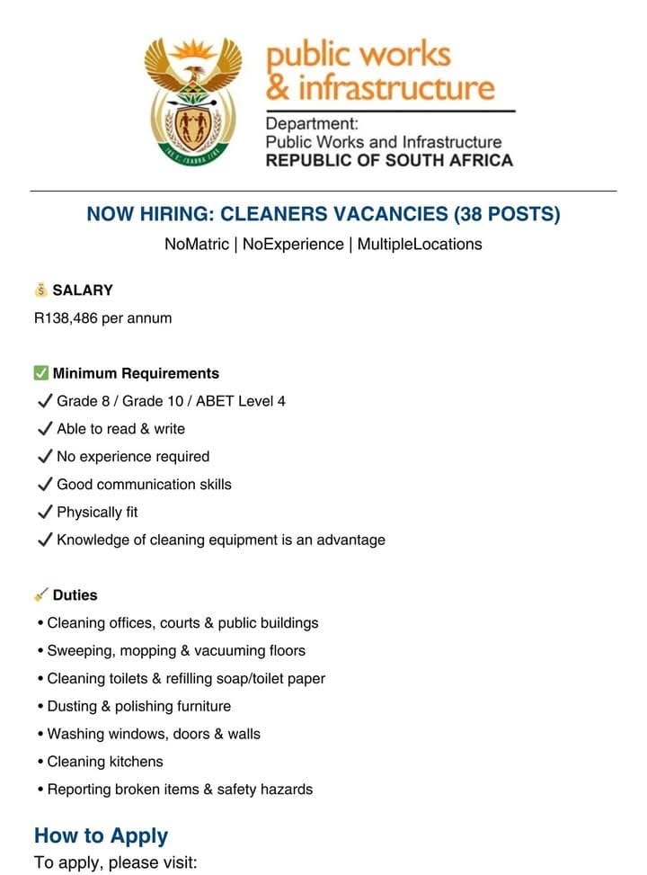 𝗗𝗲𝗽𝗮𝗿𝘁𝗺𝗲𝗻𝘁... - Jobs, Learnerships, Internships and Bursaries | Facebook