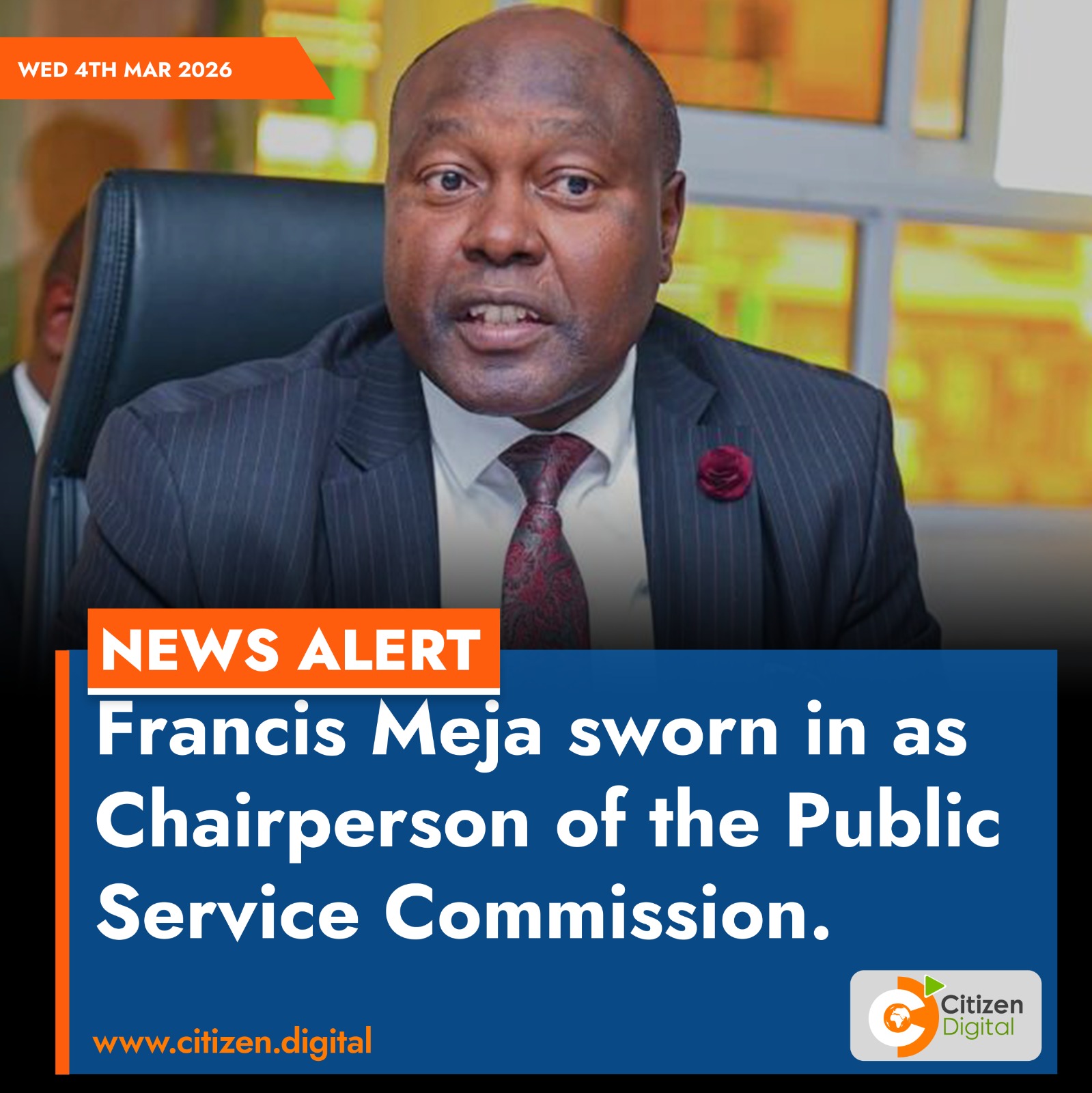 Citizen - Francis Meja sworn in as Chairperson of the Public Service ...