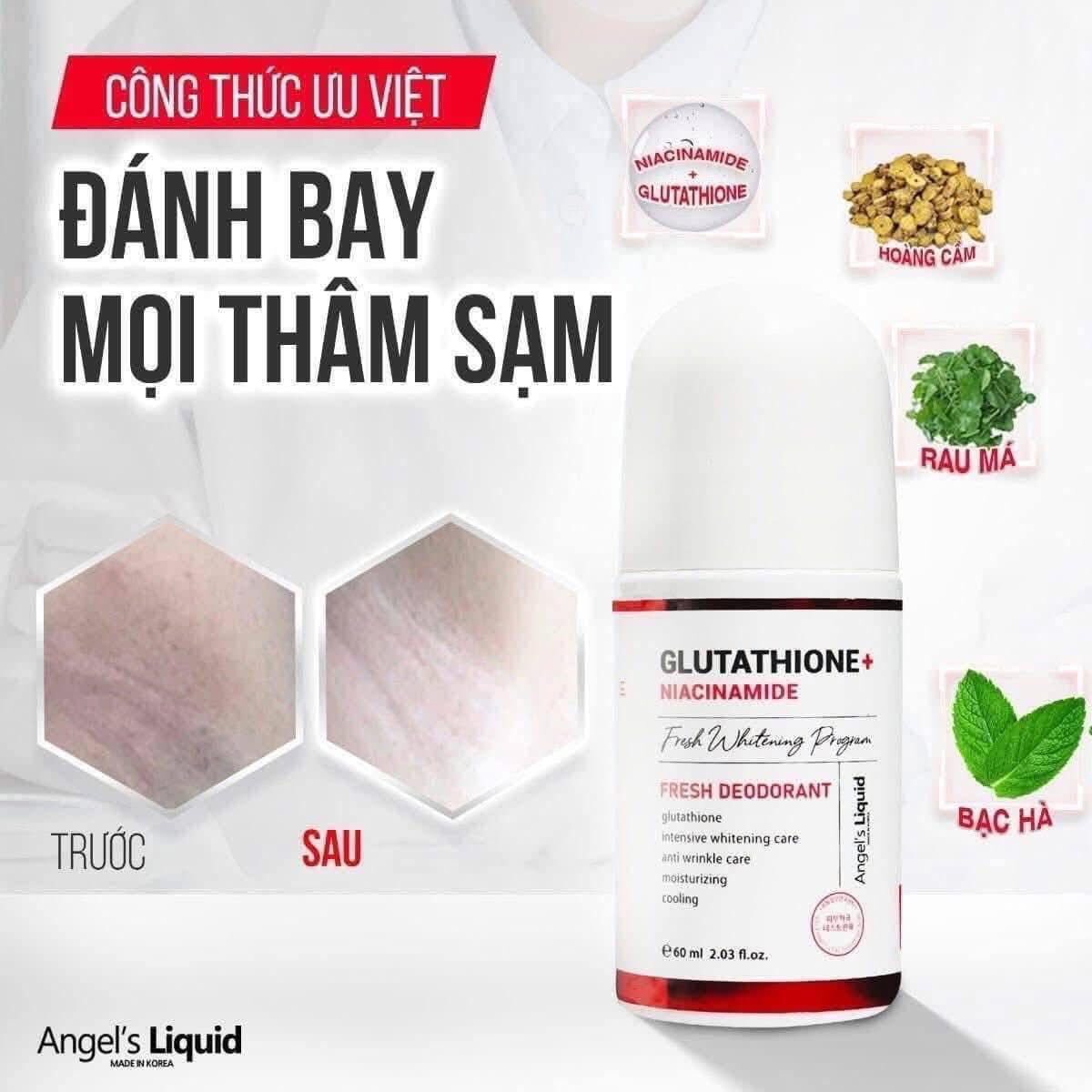 𝐋𝐚̆𝐧 𝐊𝐡𝐮̛̉ 𝐌𝐮̀𝐢 𝐀𝐧𝐠𝐞𝐥'𝐬 𝐋𝐢𝐪𝐮𝐢𝐝 𝐆𝐥𝐮𝐭𝐚𝐭𝐡𝐢𝐨𝐧𝐞 𝐩𝐥𝐮𝐬 𝐍𝐢𝐚𝐜𝐢𝐧𝐚𝐦𝐢𝐝𝐞 𝐀𝐫𝐛𝐮𝐭𝐢𝐧 𝐅𝐫𝐞𝐬𝐡 𝐃𝐞𝐨𝐝𝐨𝐫𝐚𝐧𝐭 Thương hiệu: Angel's Liquid Xuất xứ: Hàn Quốc