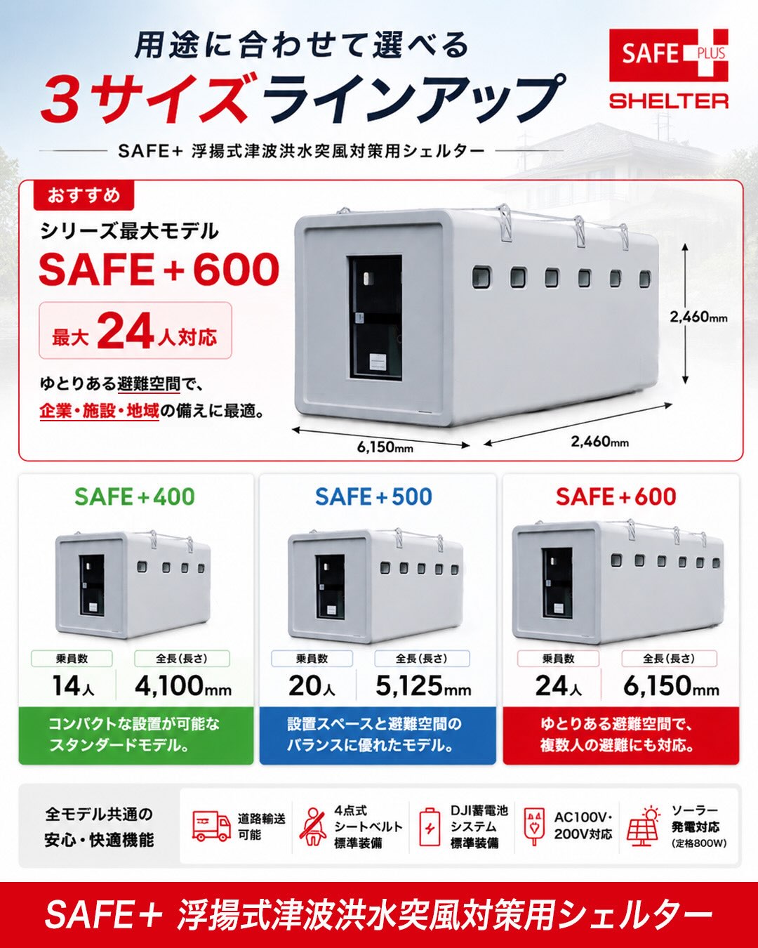 浮揚式津波洪水対策用シェルター SAFE＋(セーフプラス） (@safeplus