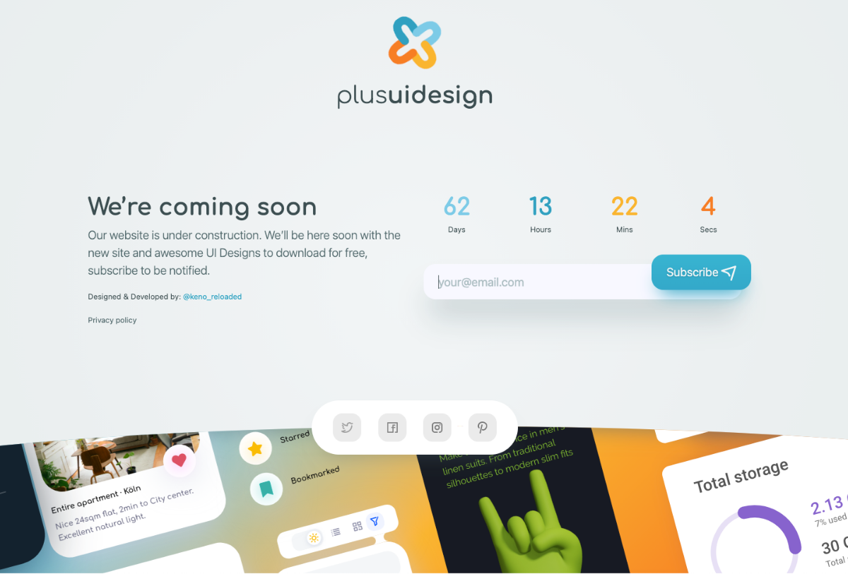 Plus UI Design - We’ll be here soon with the new site and...