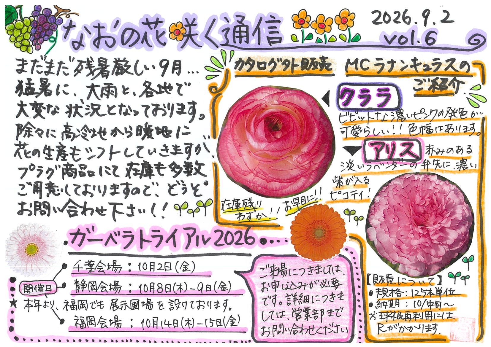 なおの花咲く通信（11月）をお届けします。 今号はIFEXへのイベント