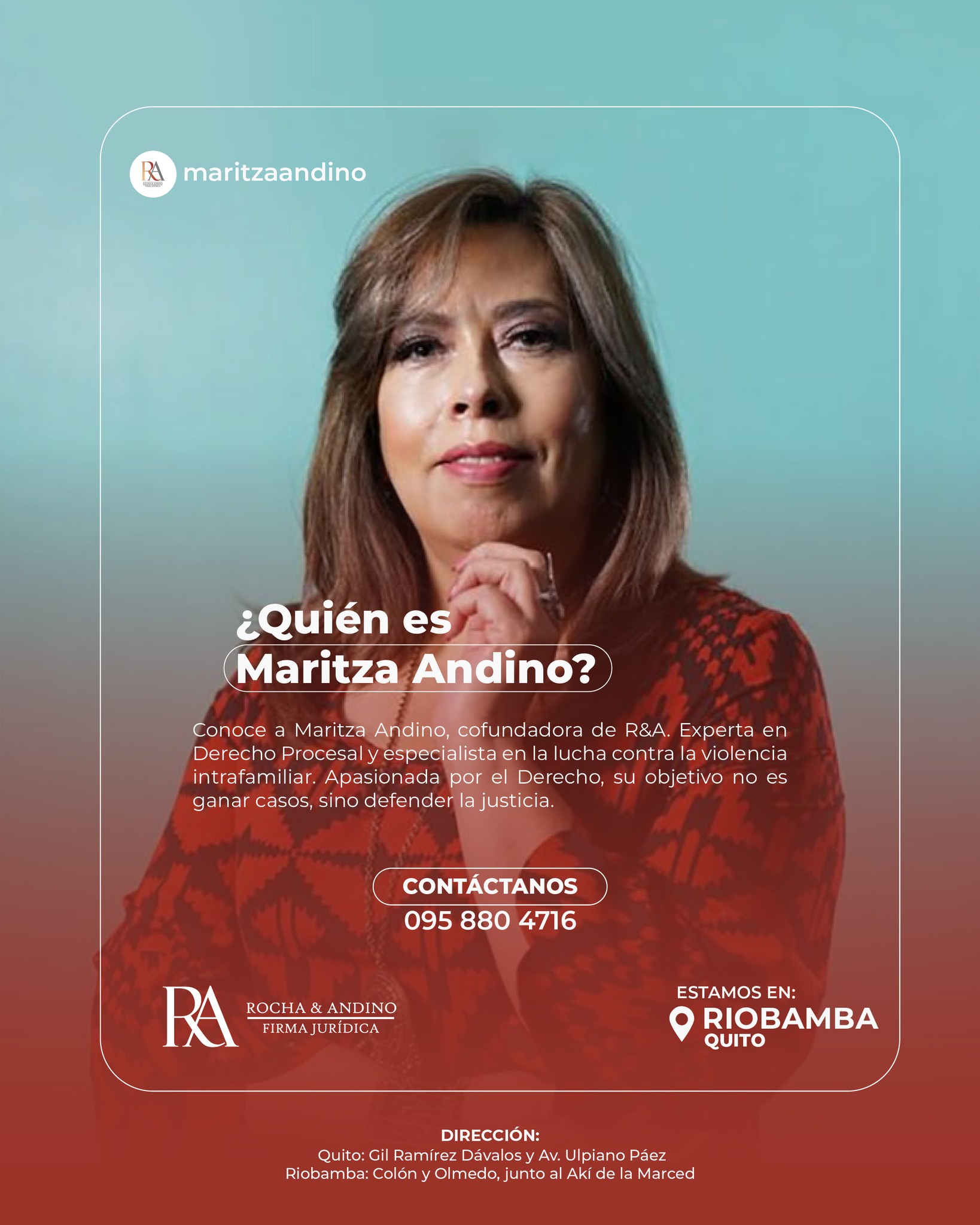 Conoce a Maritza Andino, cofundadora... - R&A Firma Jurídica | Facebook