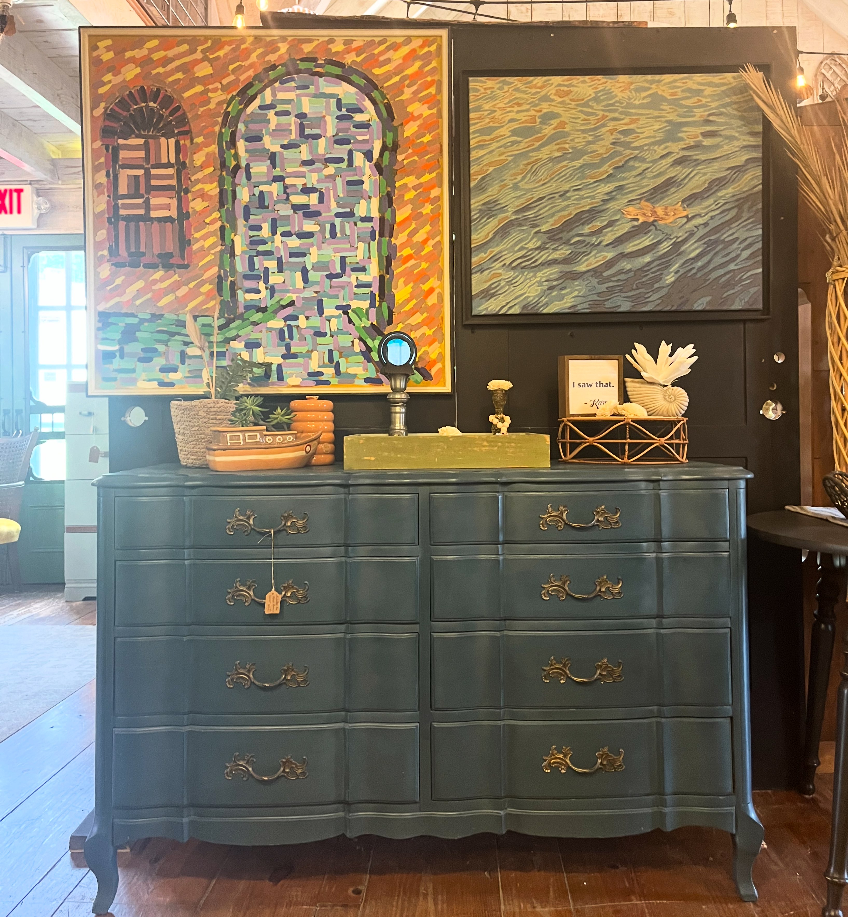 blue 8 drawer dresser Aubusson French provincial 8-drawer sale Blue Floral Tie Strap [color:BLACK]color: Stepped knobs are finished Size:US 16W