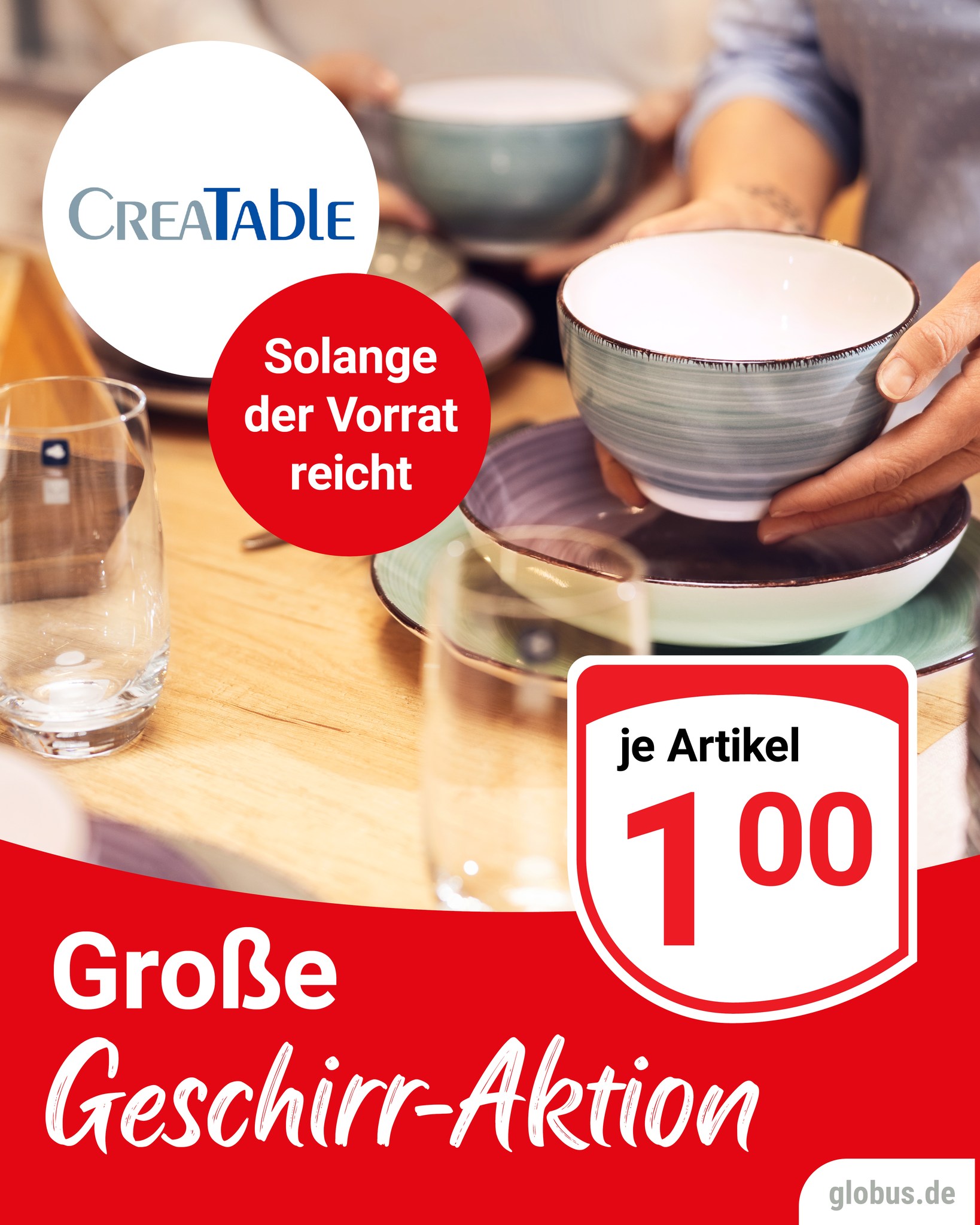 🍽️ Creatable Geschirr-Einzelteile ✨ Entdecke eine tolle Auswahl an Geschirr aus Porzellan, Steingut oder Steinzeug – in verschiedenen Farben und Designs. 🎨 💥 Jeder Artikel nur 1 €! ✔️ Spülmaschinengeeignet ✔️ Mikrowellengeeignet