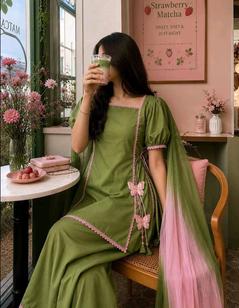 Pista Green Colour Combination Dress Ideas for Women