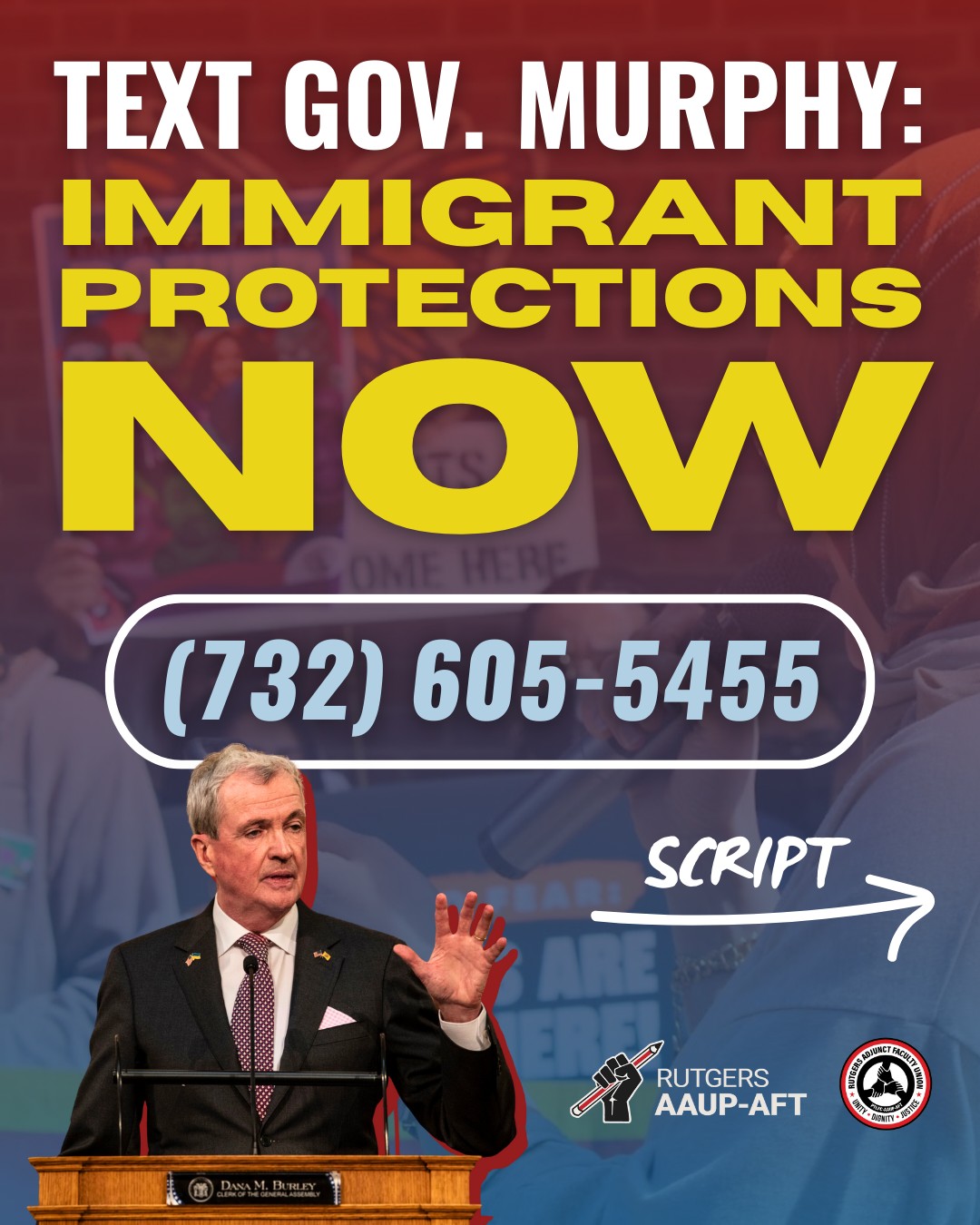 📢 TEXT @govmurphy NOW ‼️... - Rutgers Adjunct Faculty Union | Facebook