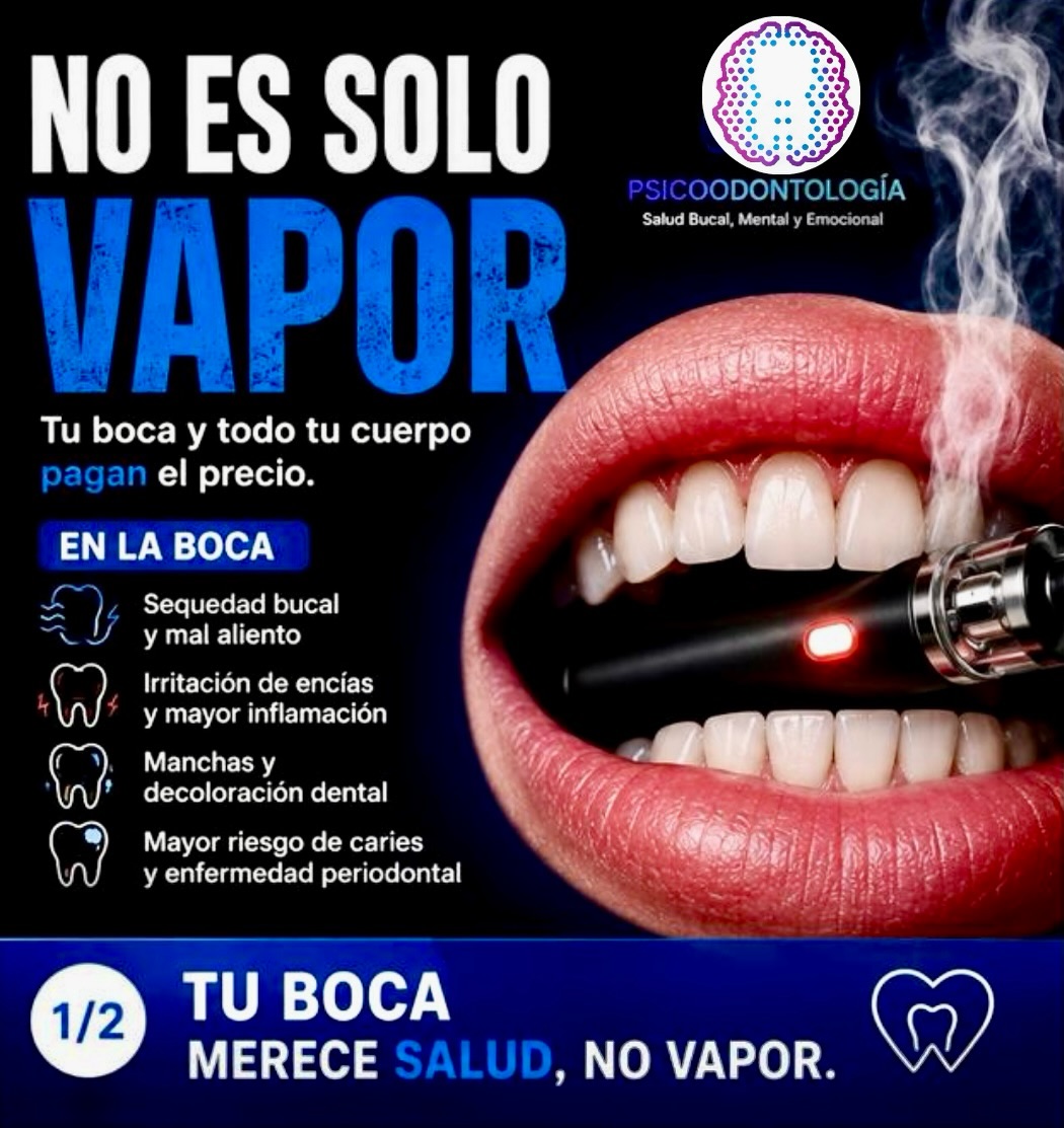los dentistas pueden saber si fumas vape 💨 VAPEAR NO ES INOFENSIVO El vapeo no produce solo “vapor de agua”. Sus aerosoles contener nicotina, partículas ultrafinas, metales y otras sustancias potencialmente dañinas. 🦷 En la boca puede favorecer FLAVOR:BLANCO GRAPEFRUIT FEEN 2% 50K Disposable Vape My Blu Blinking Blue