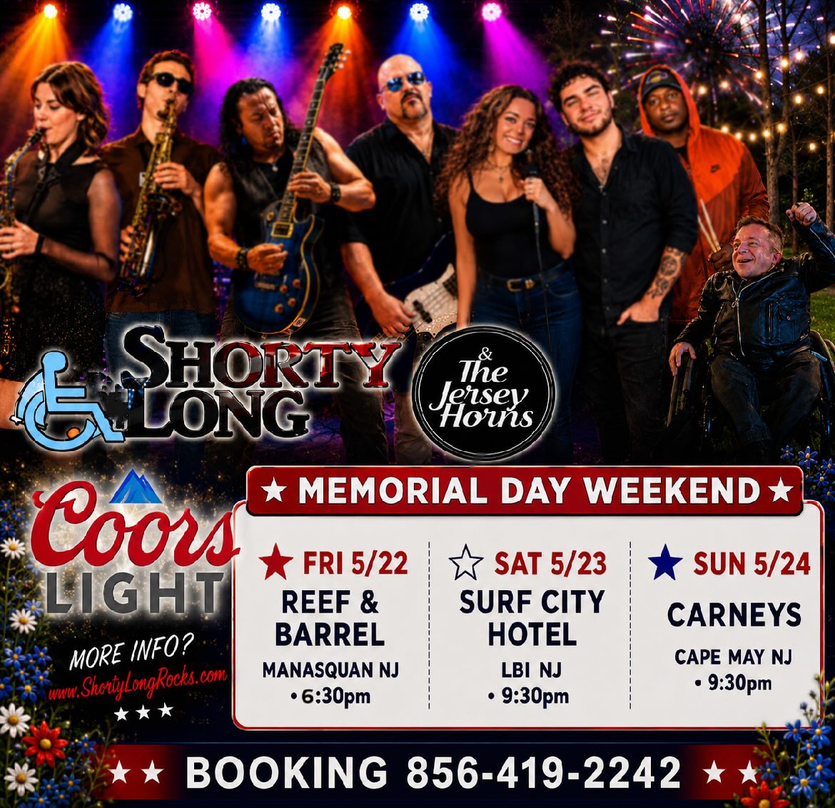 MEMORIAL DAY WEEKEND! 🍻🇺🇸 Come kick off the summer with us… Friday (5/22) Reef & Barrel, Manasquan NJ. 6:30PM, parking lot stage @reef_barrel Saturday (5/23) Surf City Hotel, Beach Club, Long Beach
