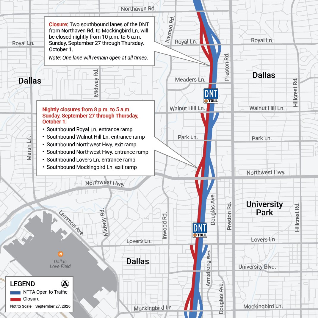 Dallas North Tollway (DNT) Traffic Advisory - Closures for DNT