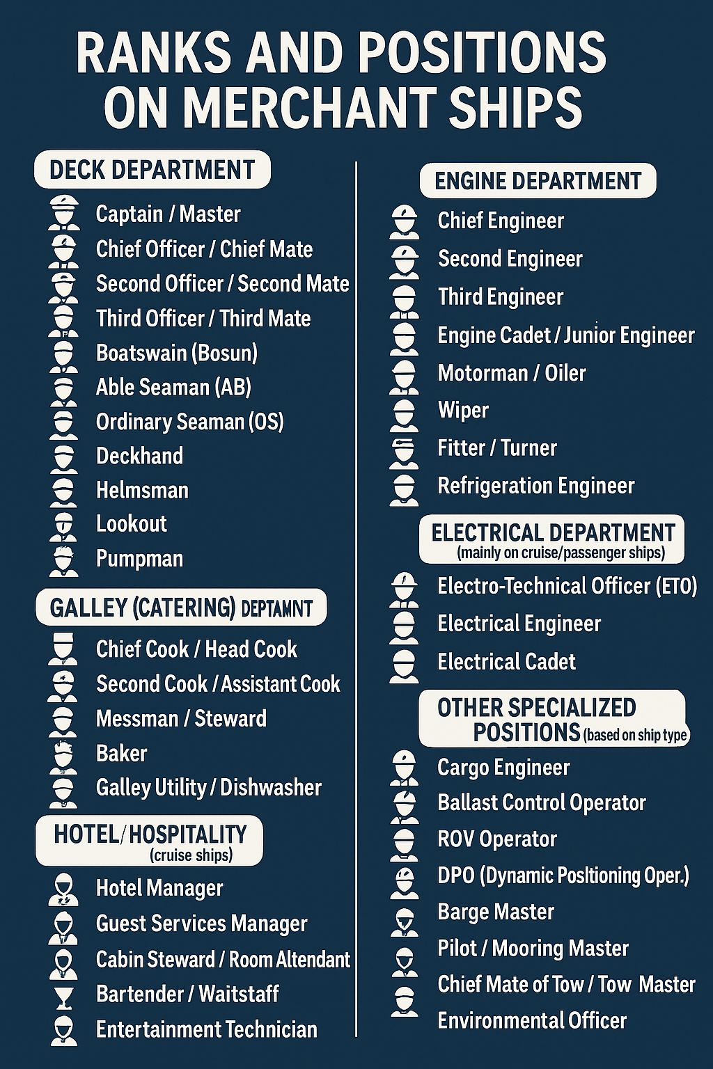 Maritime job | RANKS AND POSITIONS ON MERCHANT SHIPS | Facebook