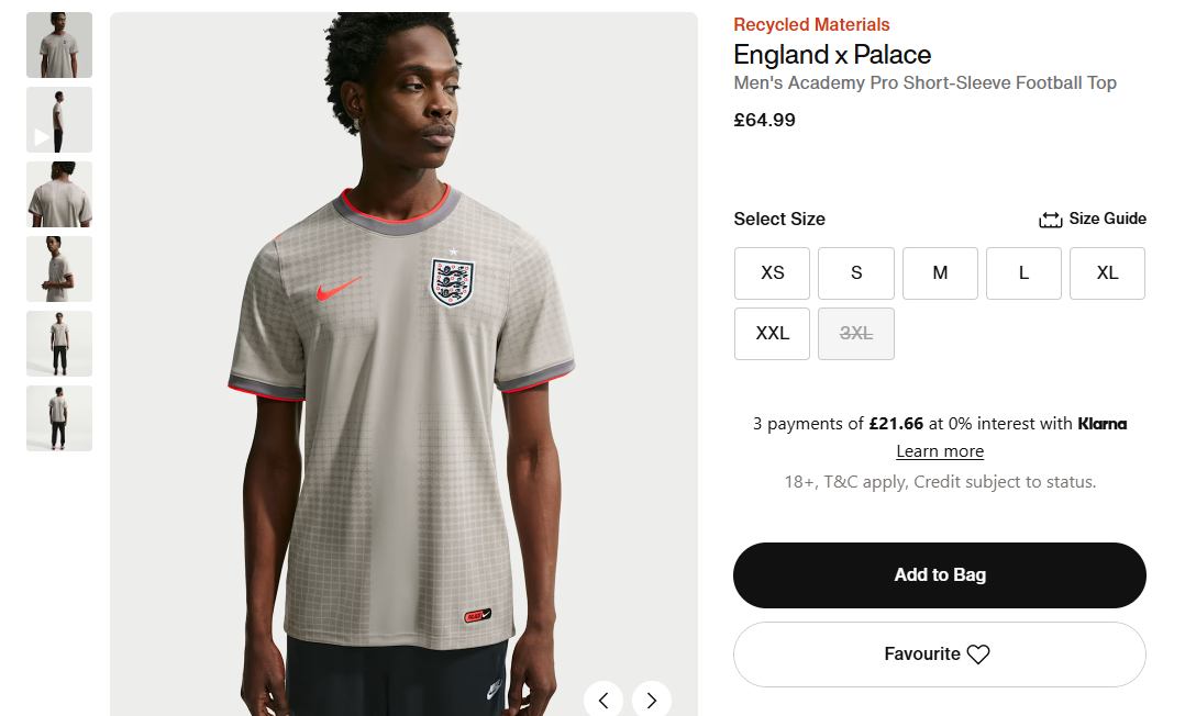 Just dropped on Nike Store EU The Palace x Nike England Pre-Match