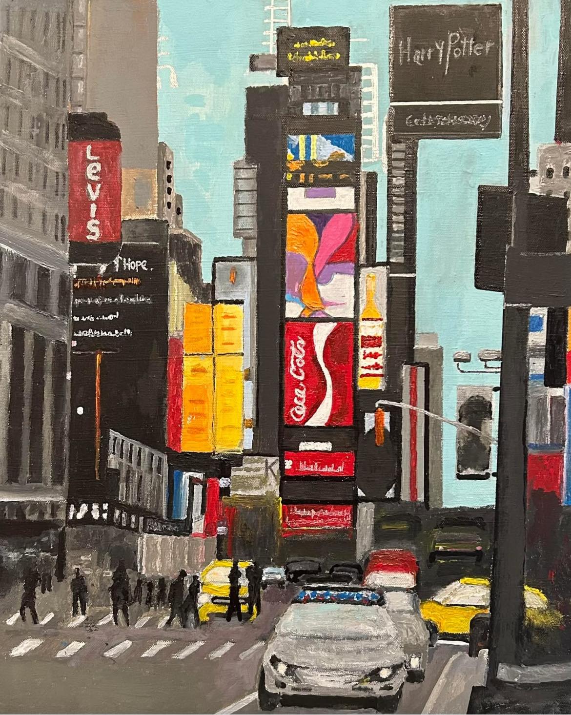 Glass picture of New York, Times Square. Width 60cm Height 40cm