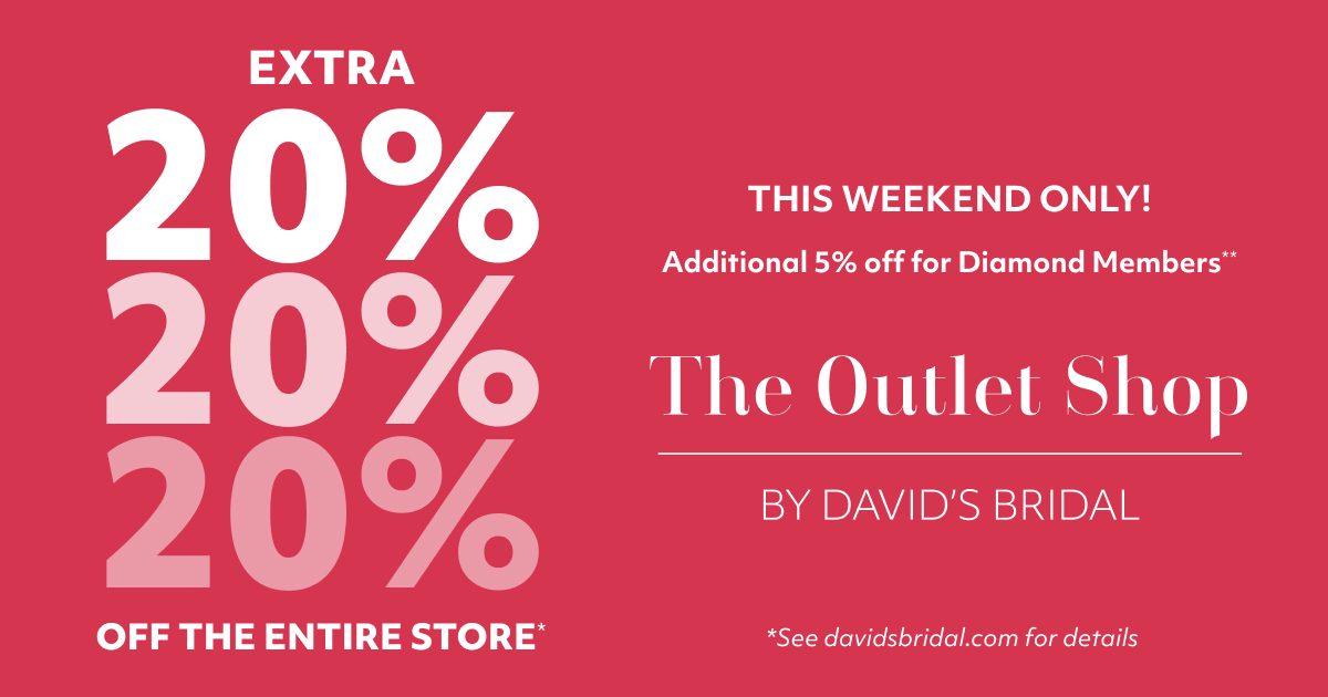 bridesmaid dresses outlet This weekend only: an extra 20% off the entire store at The Shop. Wedding gowns, dresses, accessories, all at outlet prices, all with the styling experience you already know and promo: july summer sale 062326 - 070526