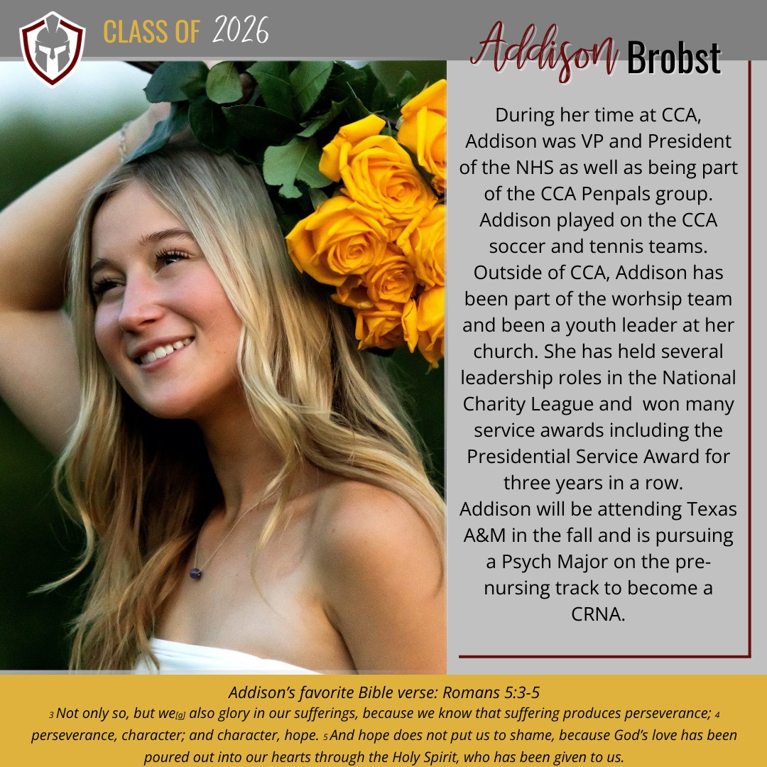 Senior Spotlight - Addison... - Cornerstone Christian Academy | Facebook