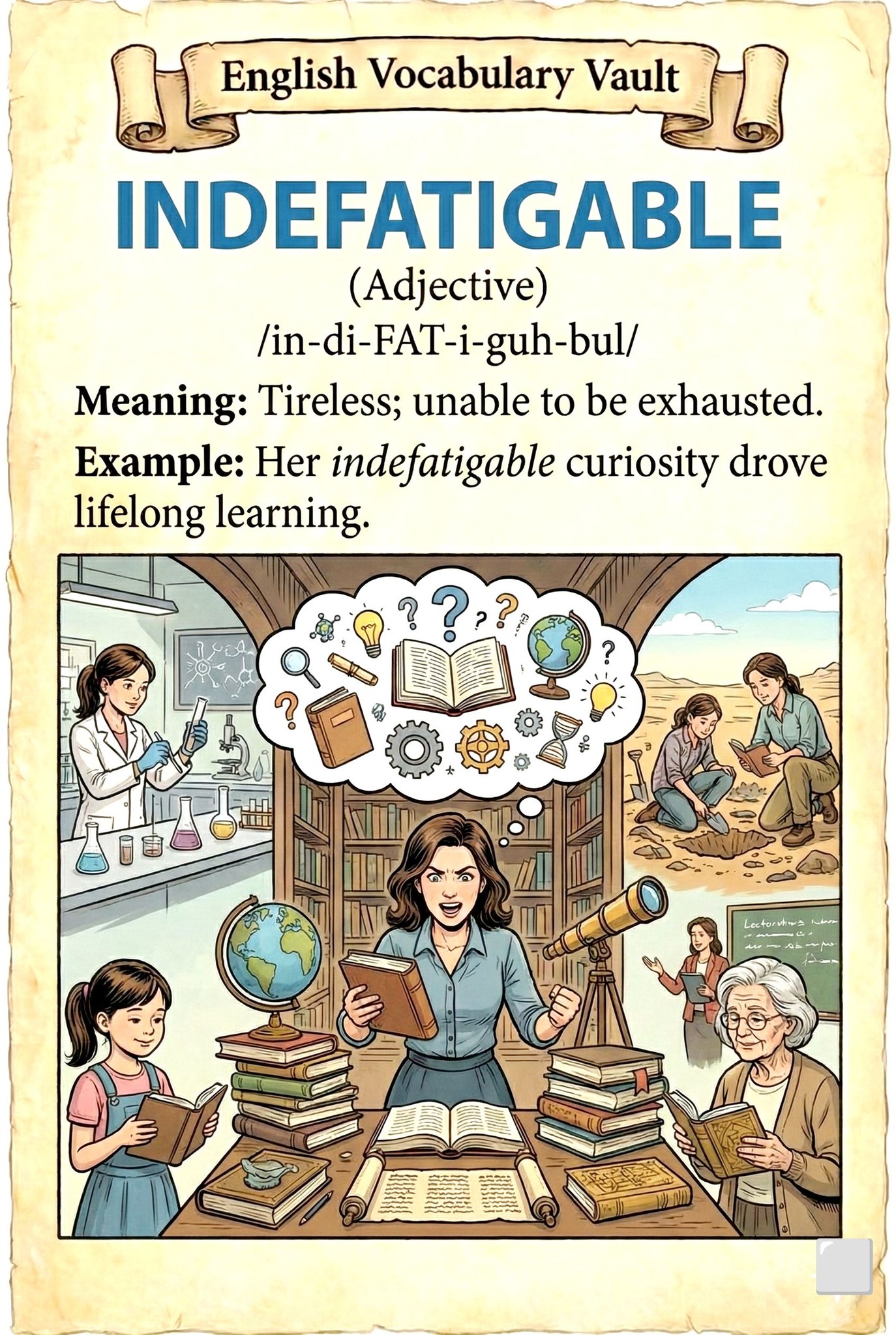 English - INDEFATIGABLE 💪 | A Word for Those Who Never Get Tired of ...